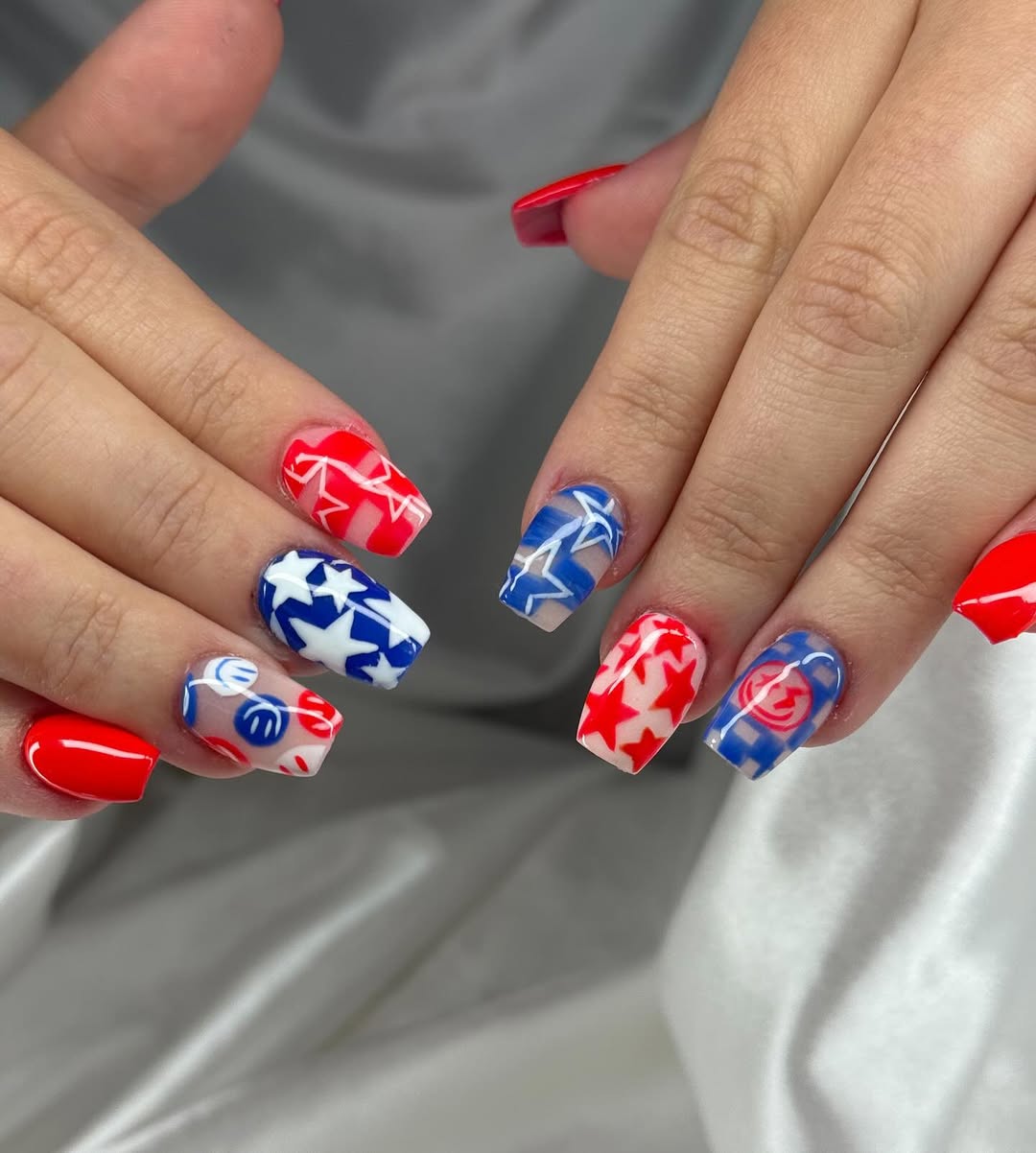 Patriotic Red White Blue Coffin Stamping Gels