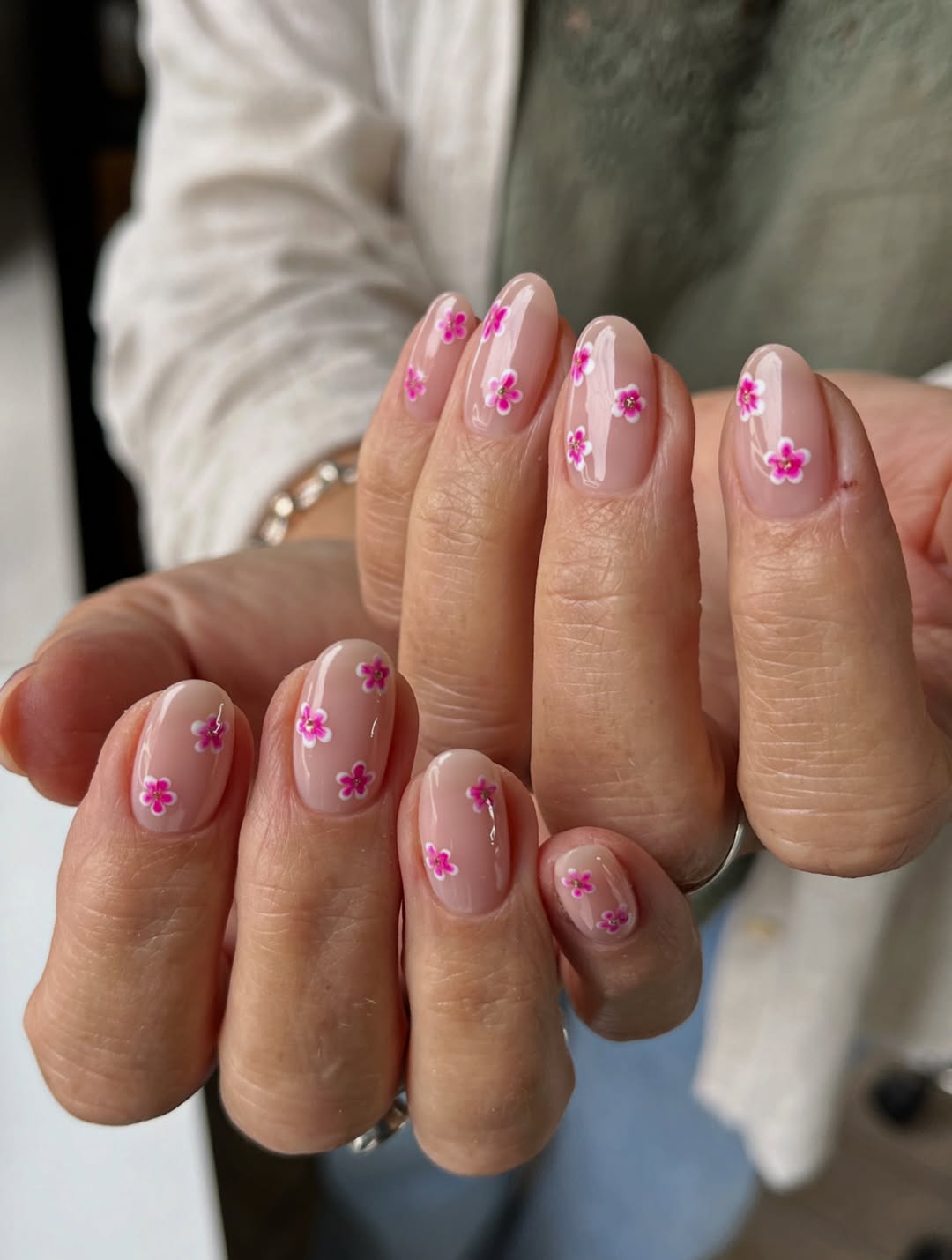 Pink Floral Delicate Spring Bloom Nails