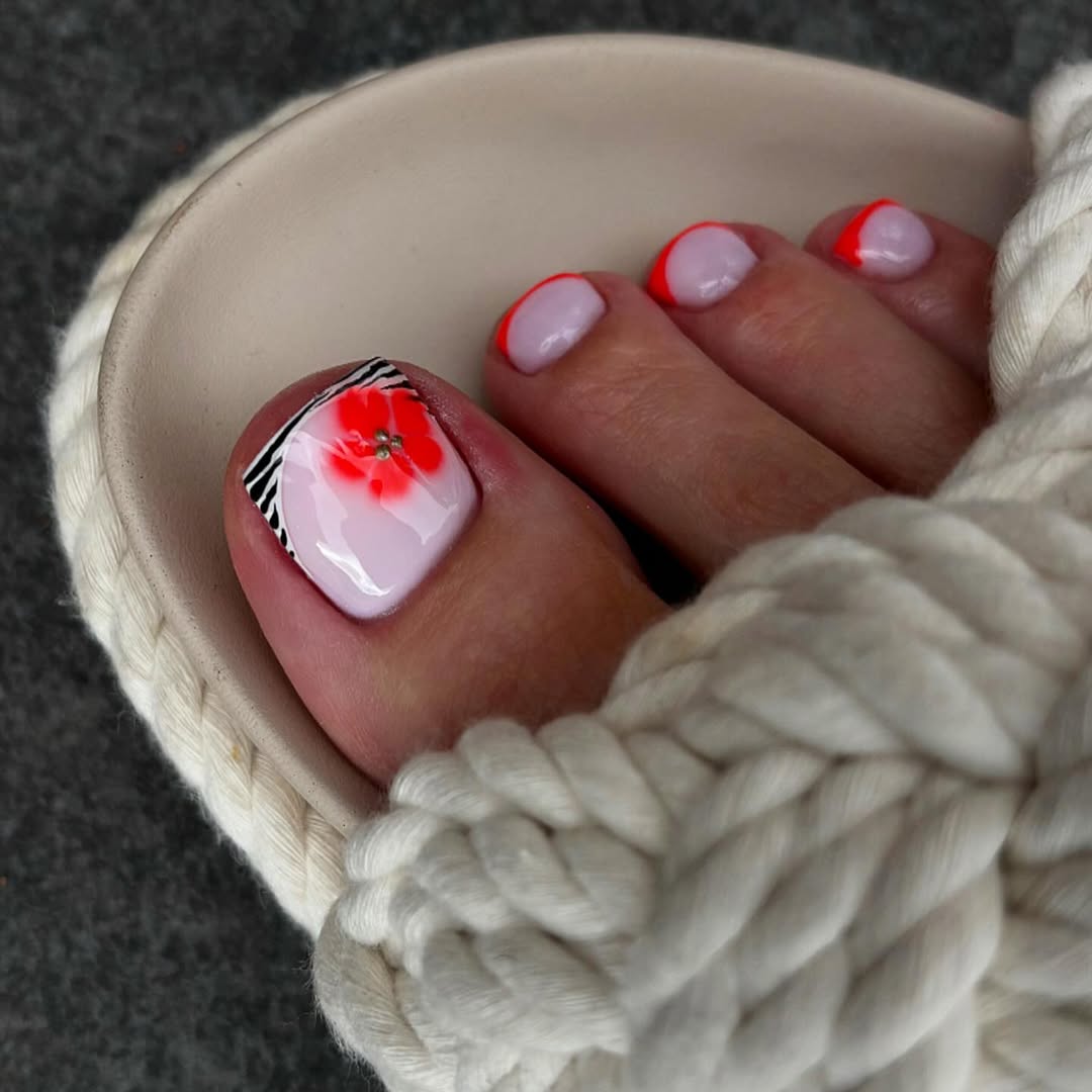 Pink Jelly Ombre Summer French Toe Nails