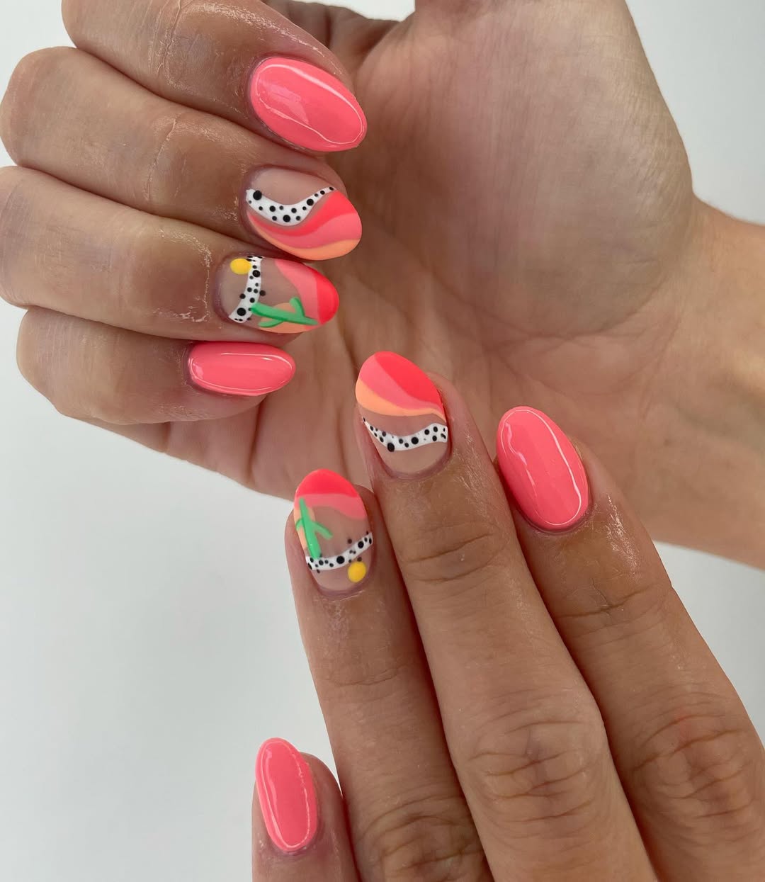Playful Abstract Coral Pink Funky Swirls