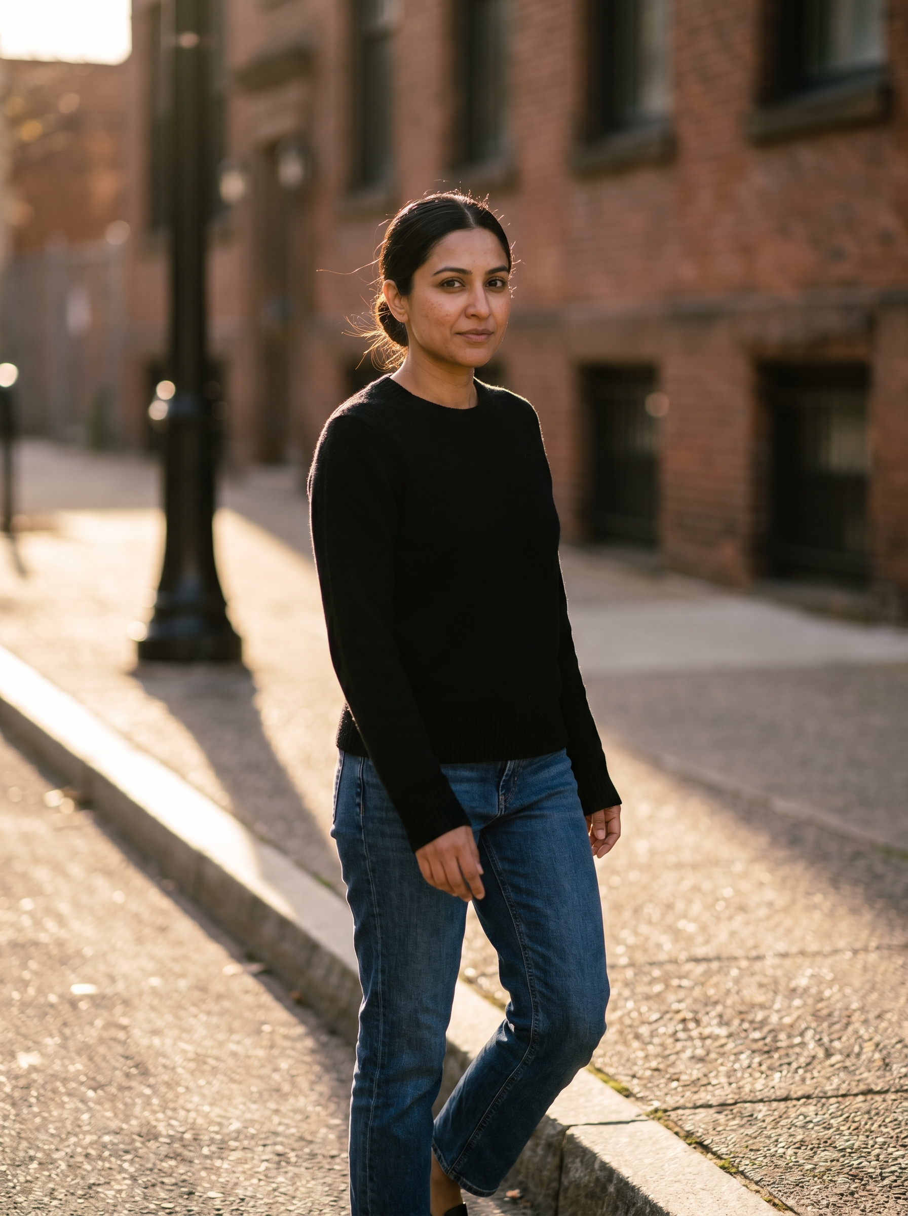A chic and polished 'Scandi-Slick Low Bun' suitable for any natural hair color. This minimalist soft summer hair idea is perfect for work, date night, or an everyday refined look.