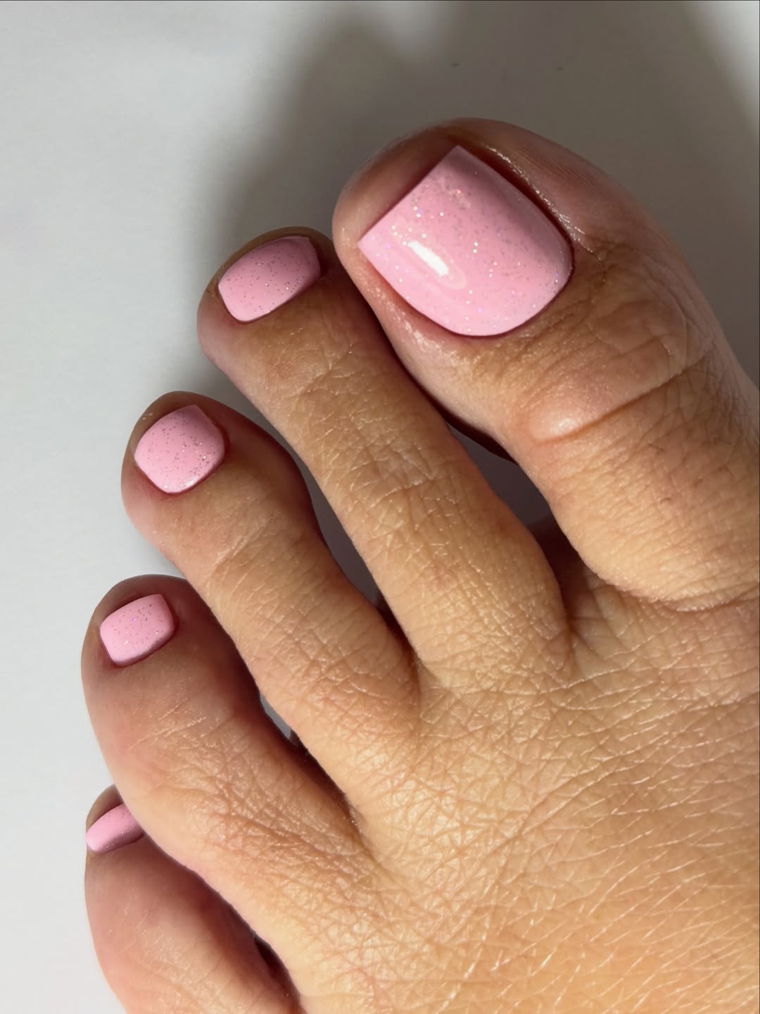 Sparkling Baby Pink Glitter Pedicure