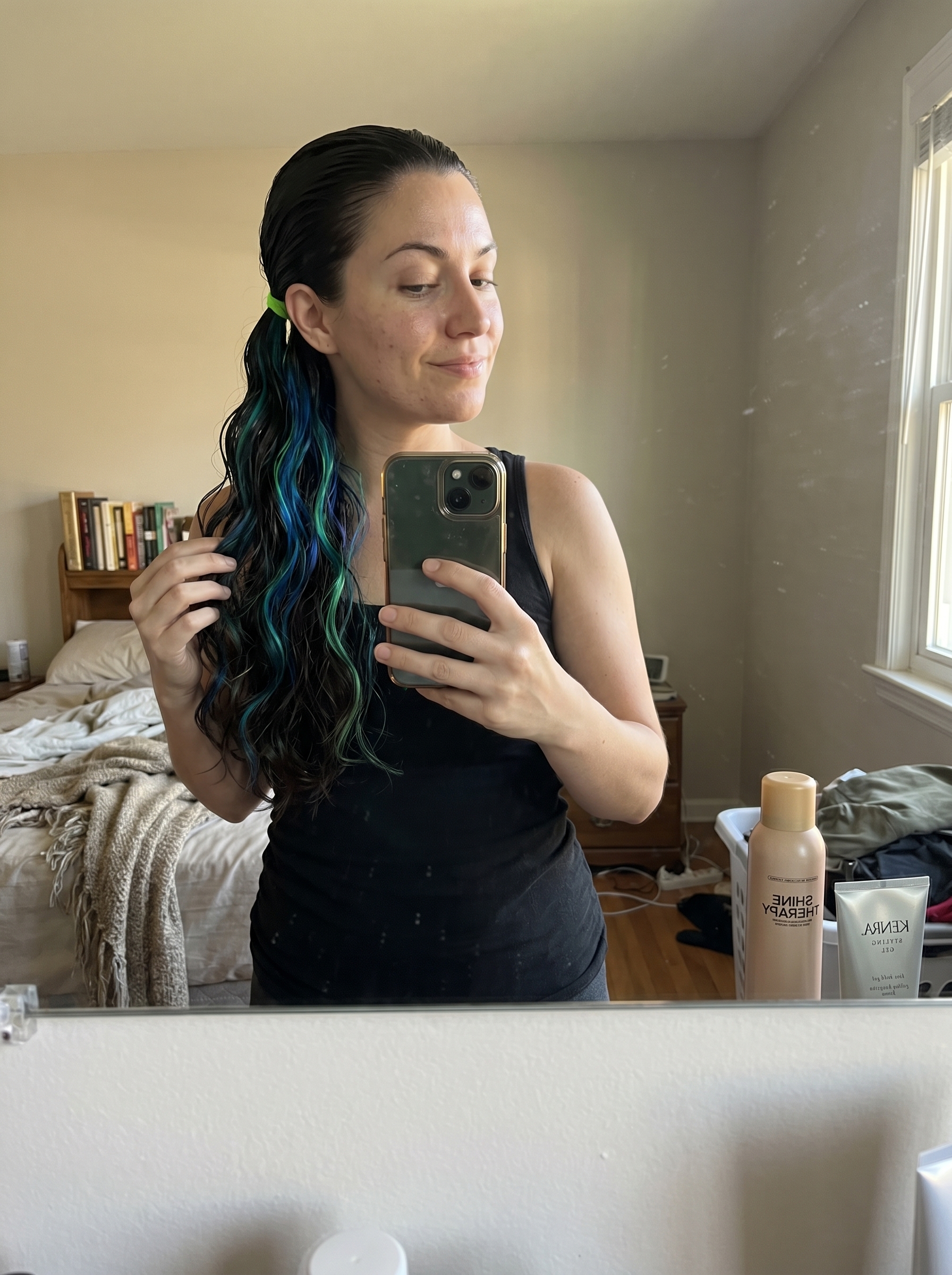 Edgy Cyber-Surfer Slicked Waves with deep sea espresso hair and neon accents, a bold summer beach hair idea for 2026. Styled with high-hold gel for slicked roots, a fine-tooth comb, and wet-look spray for a futuristic finish.