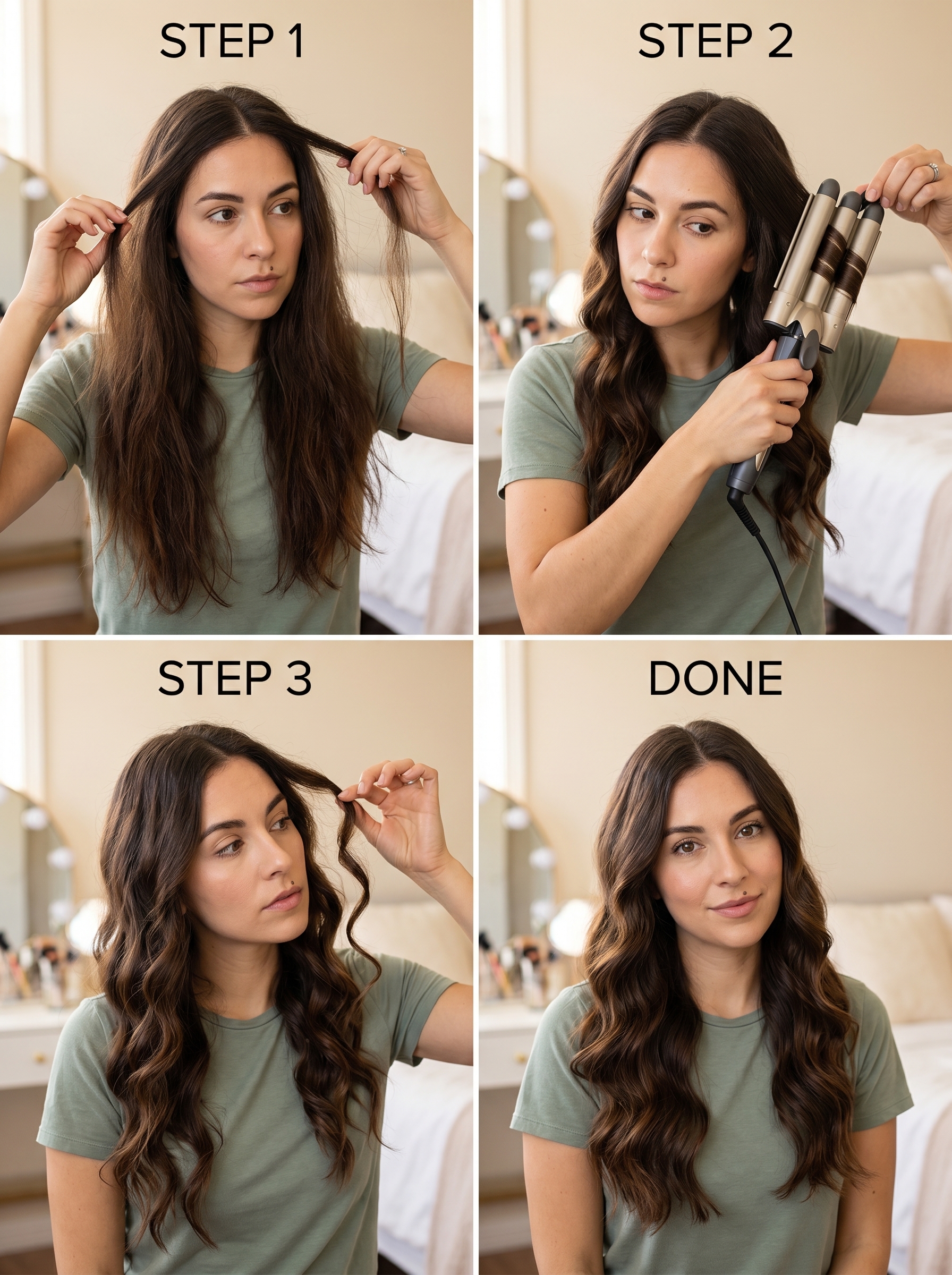 Glamorous Hydro-Gloss Mermaid Waves created with a wide-barrel waving iron for a sophisticated, luxurious summer beach hair idea for 2026. Features high-shine glossing serum and heat protectant, perfect for special events or resort wear.