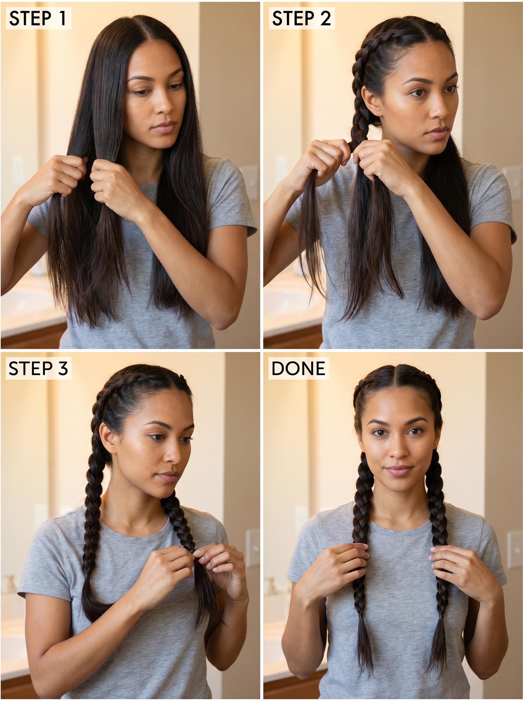 Energetic Retro-Sport Double Dutch hairstyle featuring neon elastics and glitch-pastel streaks, perfect for summer braids ideas 2026 for workouts, festivals, or active beach days.