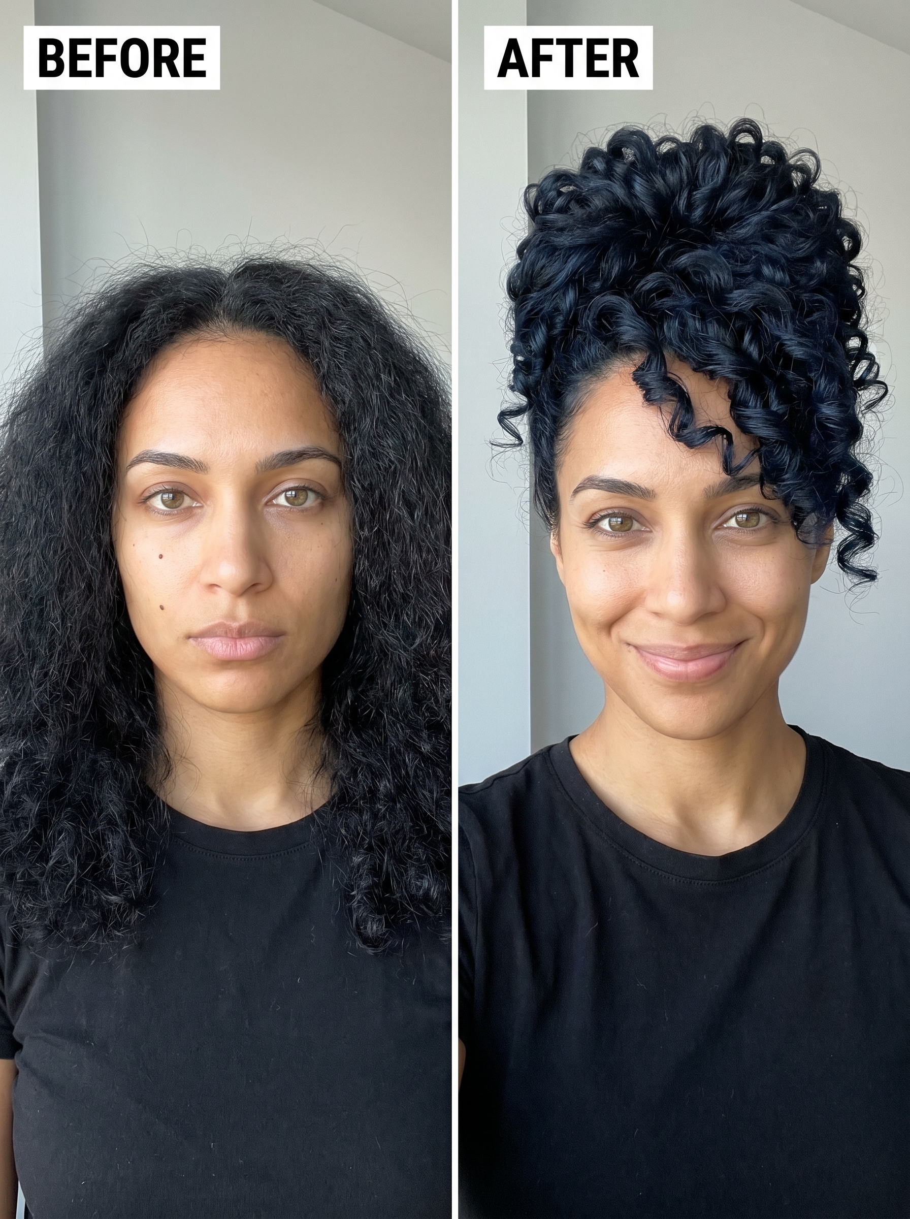 Sculpted Pineapple Updo with Midnight Blue-Black — summer curly hairstyles 2026 inspiration