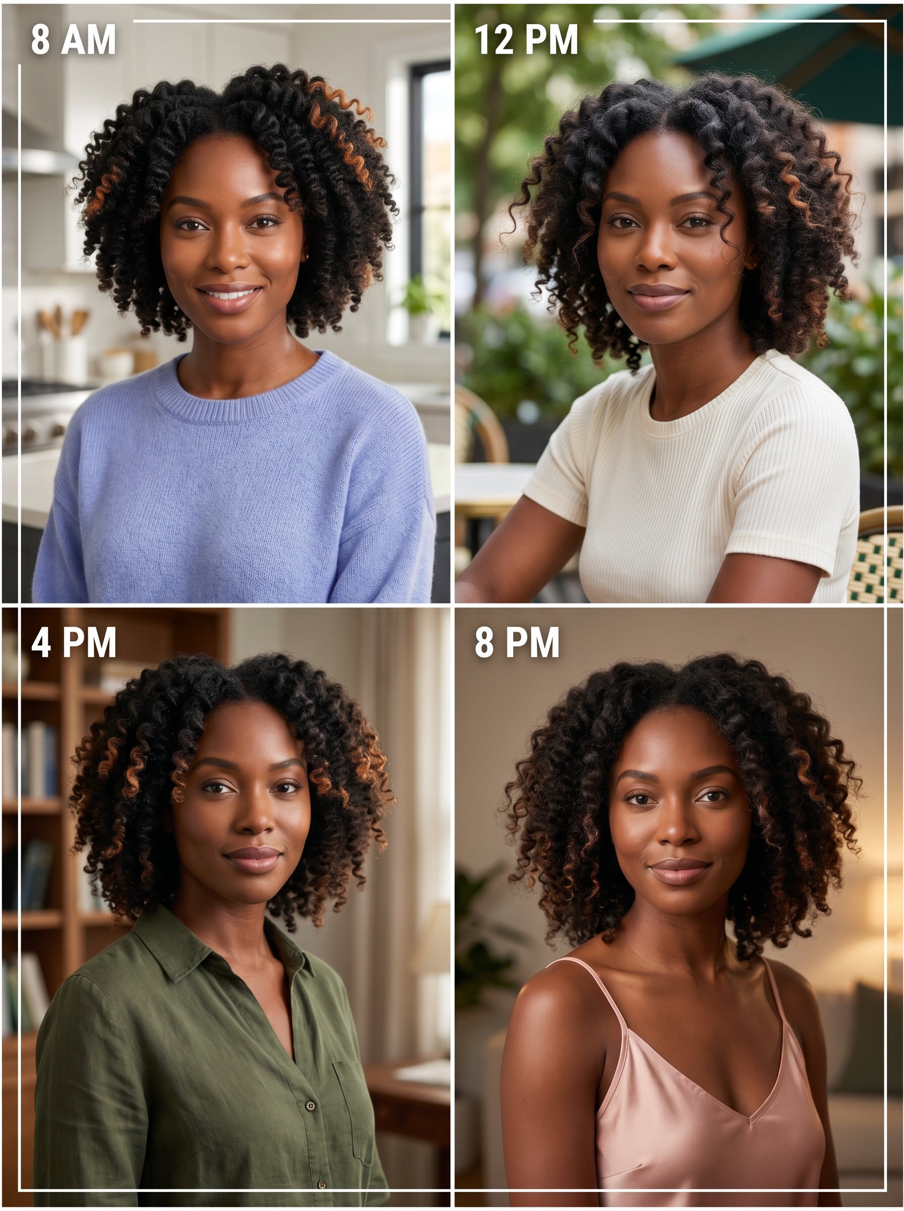 Defined Bantu knot-out with playful apricot crush accents, creating a voluminous style for summer hairstyles for black women 2026. Ideal for brunch or casual outings.