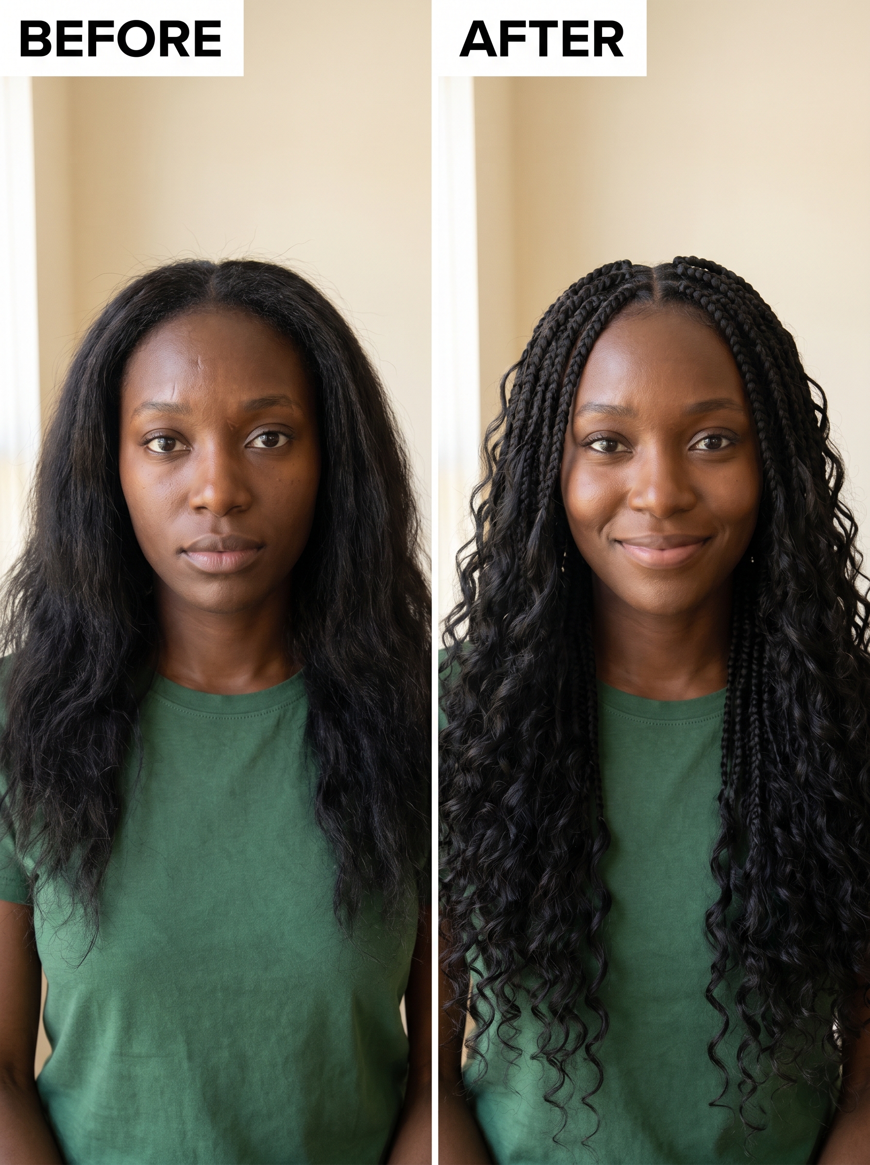 Bohemian knotless braids with human hair curls in honey-bronze balayage, a relaxed and ethereal choice for summer hairstyles for black women 2026. Great for vacations.