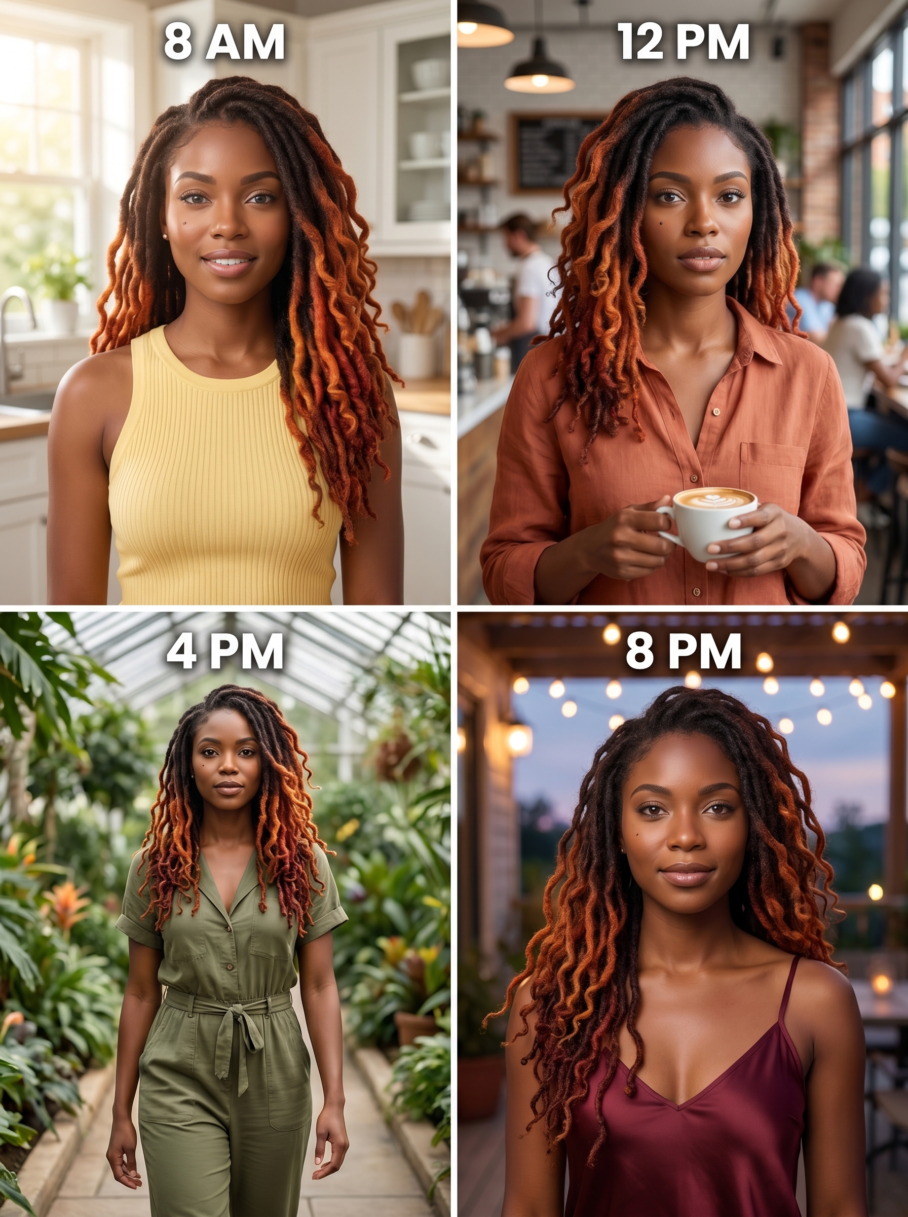 Artistic Sunset Ombré loc petals with apricot crush tones, a statement and elegant style for summer hairstyles for black women 2026. Perfect for special events or festivals.