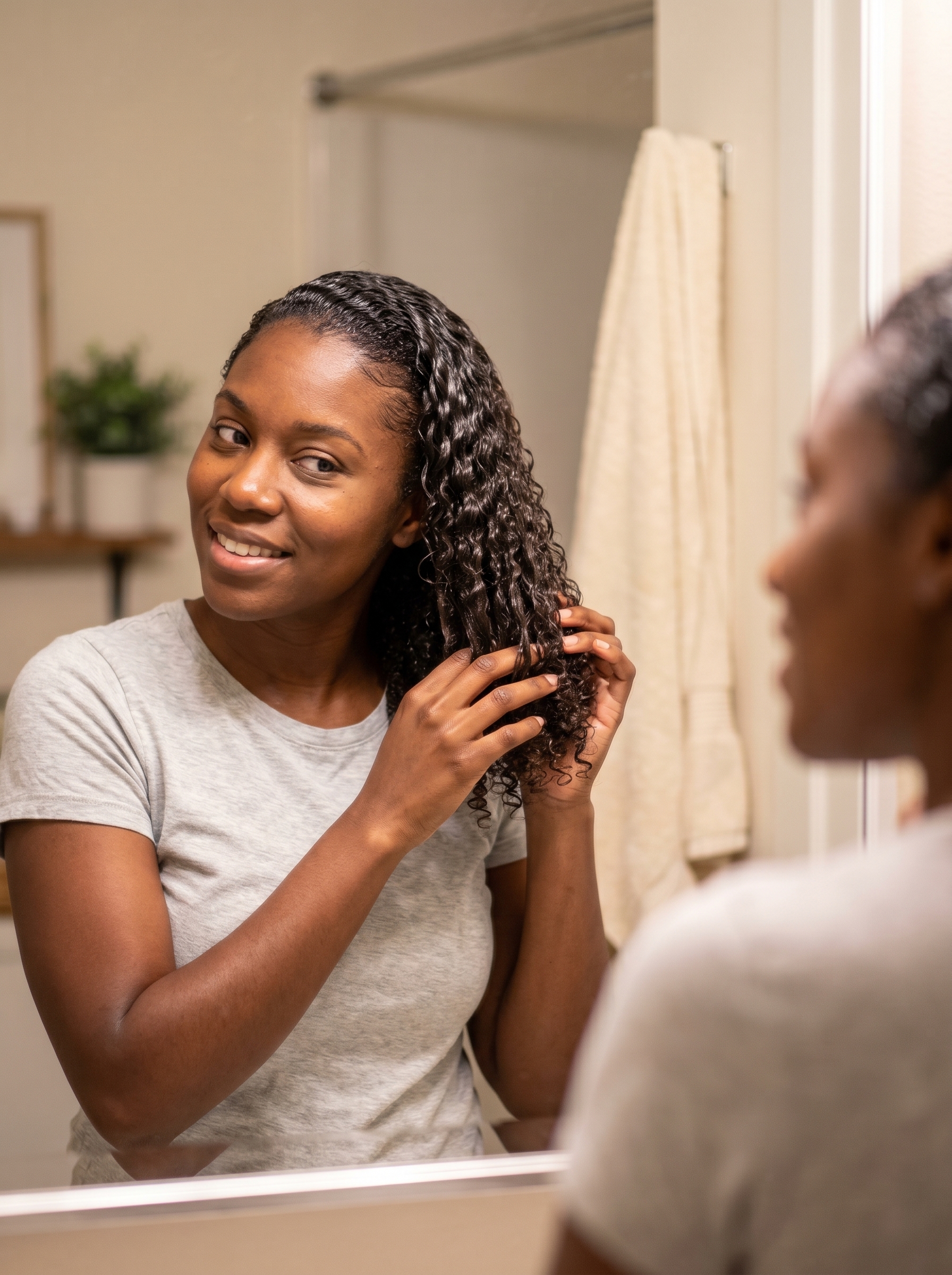 Sleek 'Wet' Wash-and-Go style with espresso gloss, a defined and hydro-luxe option for summer hairstyles for black women 2026. Perfect for beach days or casual outings.
