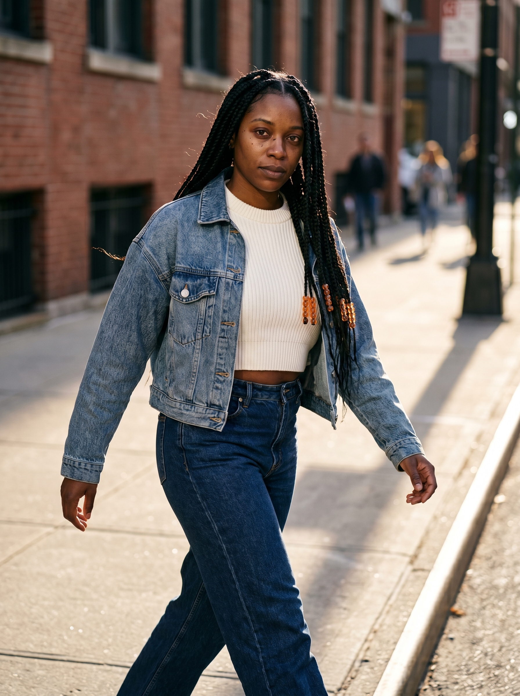 Chic hydro-gloss stitch braids with vibrant apricot crush beads, a bold and futuristic choice for summer hairstyles for black women 2026. Features sleek parts and a wet-look finish.