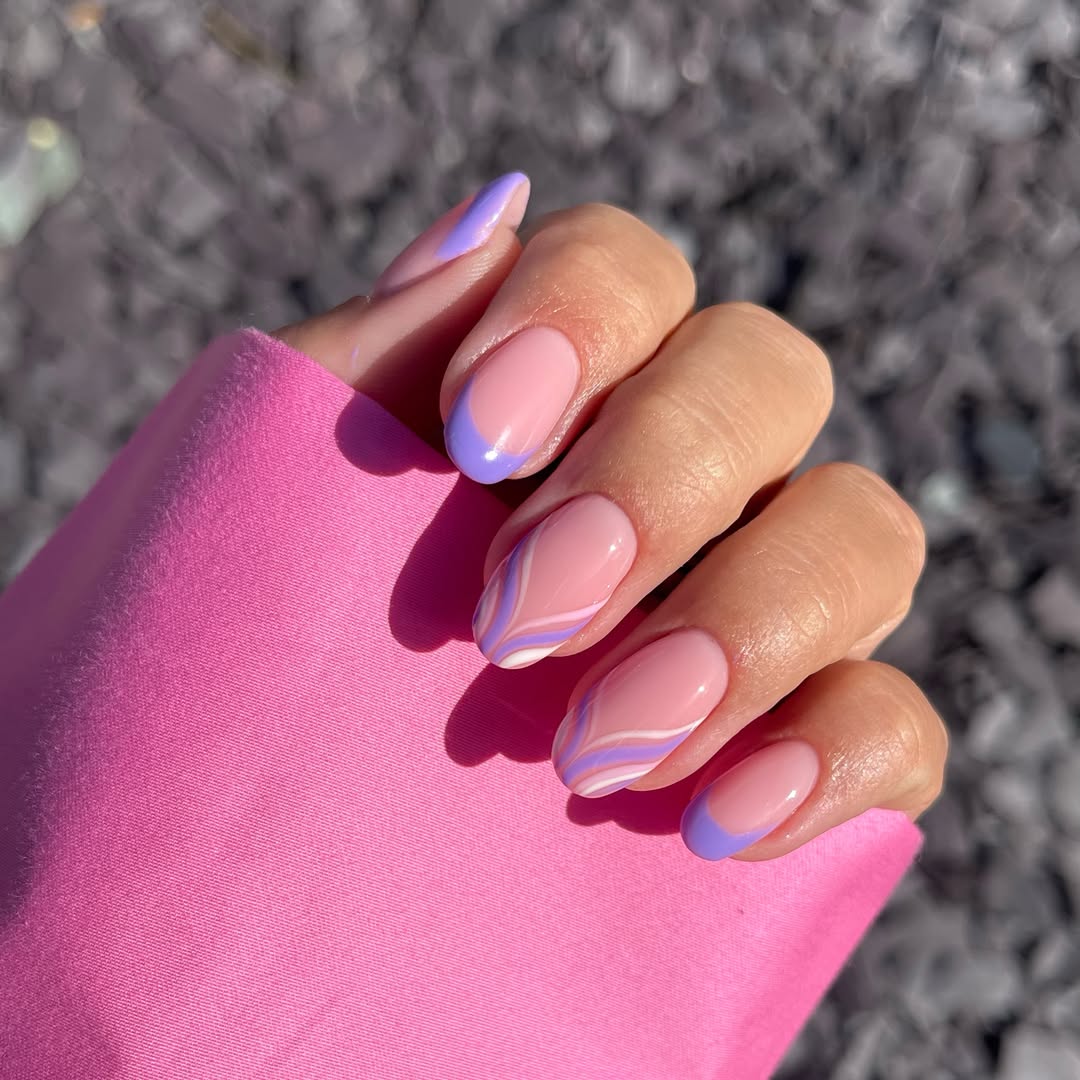Summer Lavender Waves and French Tips