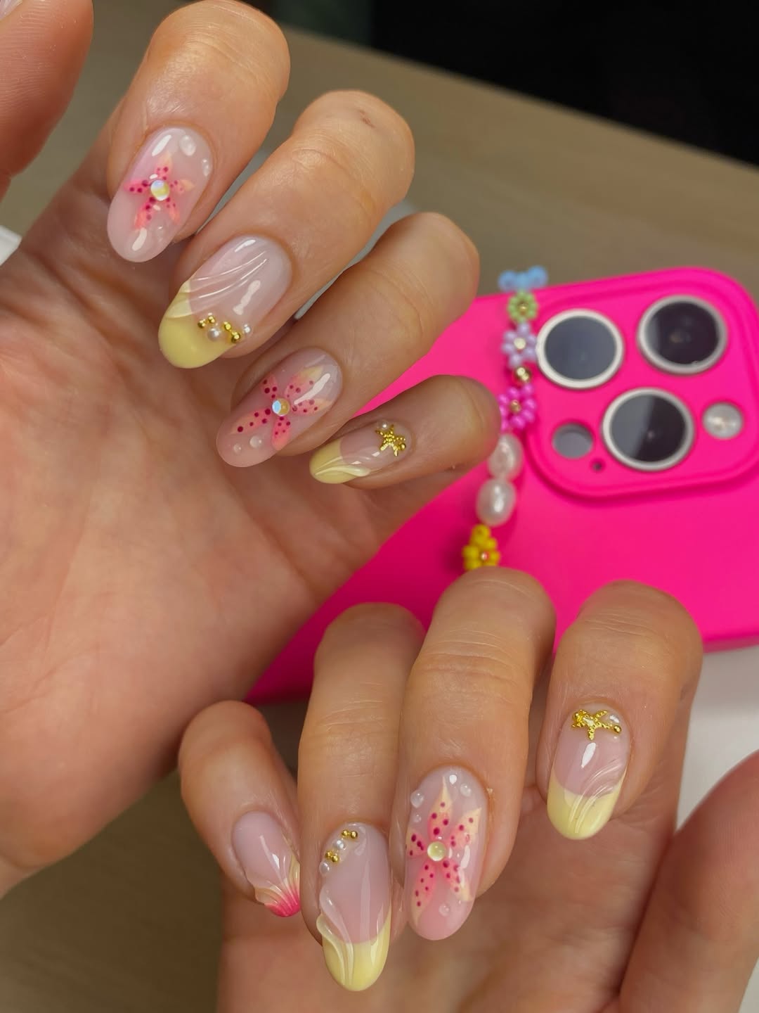Summer Sea Life Blossom French Tip Nails