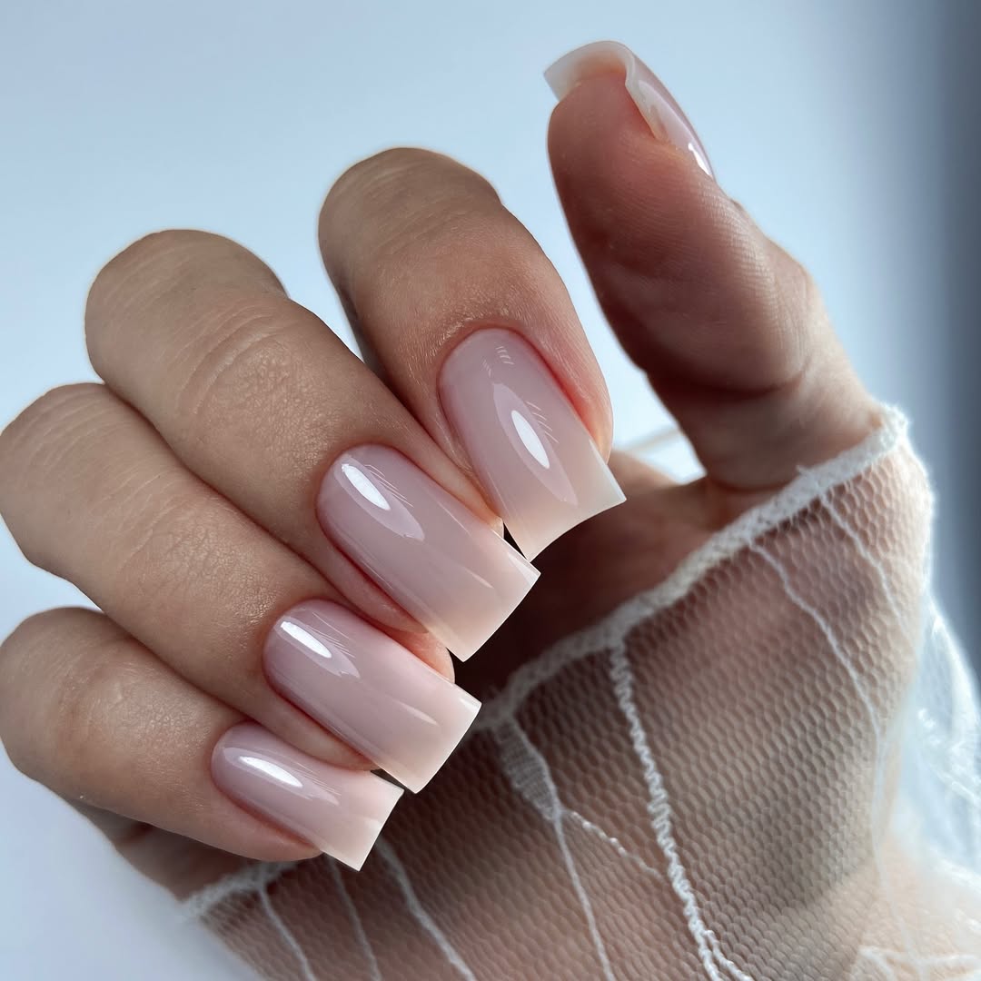 Velvet Nude Ombre Square Nails