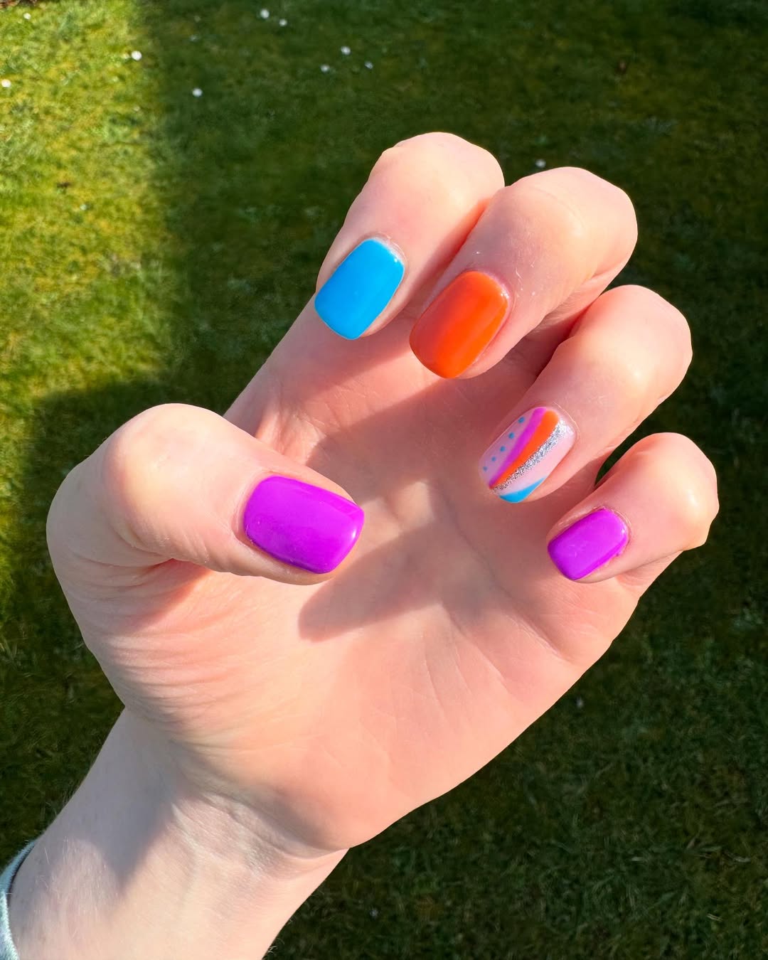 Vibrant Abstract Purple Summer Nails