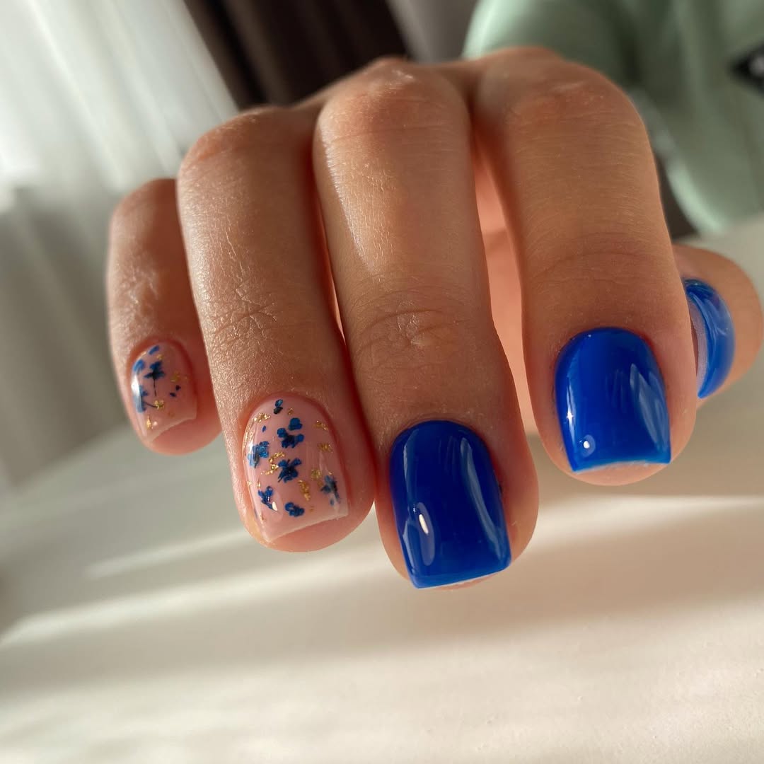 Vibrant Blue Jelly With Floral Flake Accents