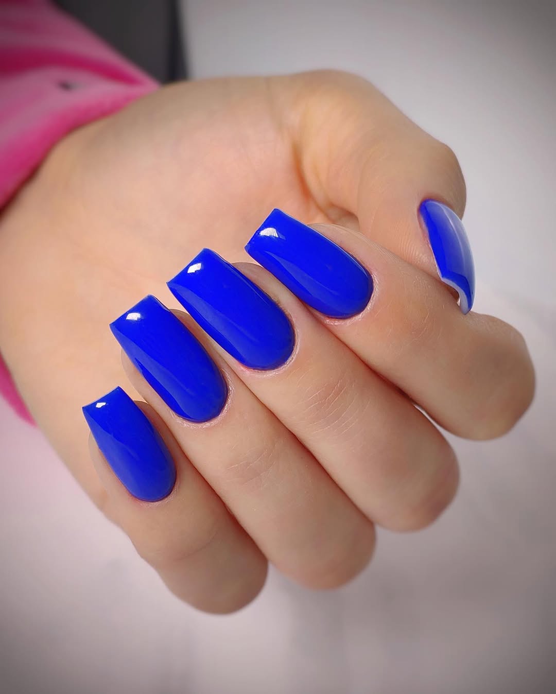 Vibrant Electric Blue Glossy Square Nails