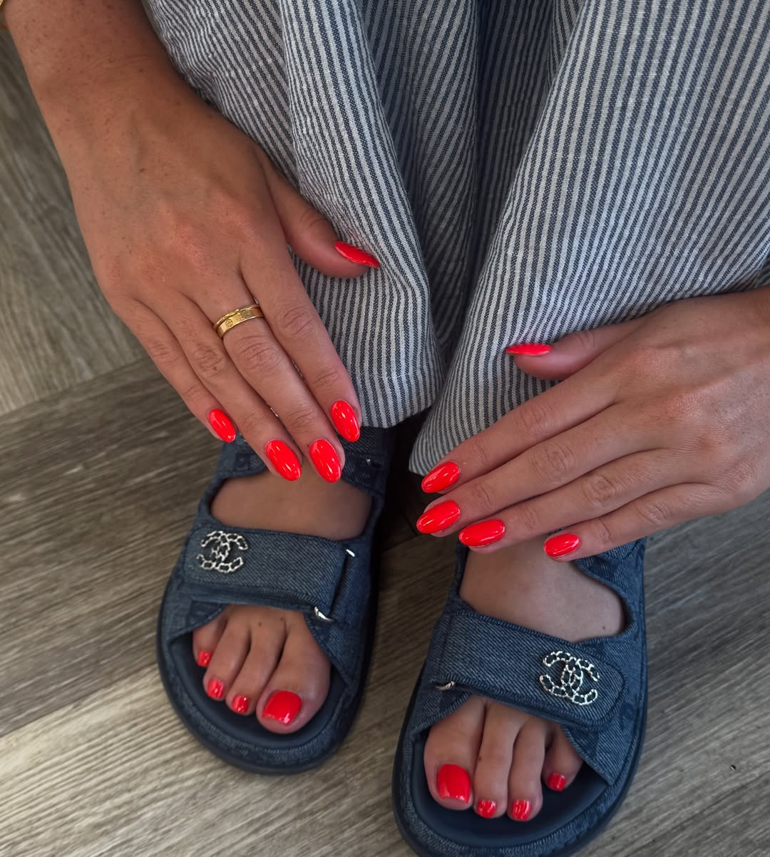 Vibrant Glossy Cherry Red Manicure Pedicure Set