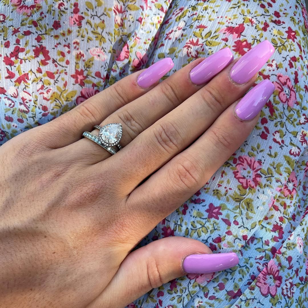 Vibrant Lilac Glossy Long Coffin Nails