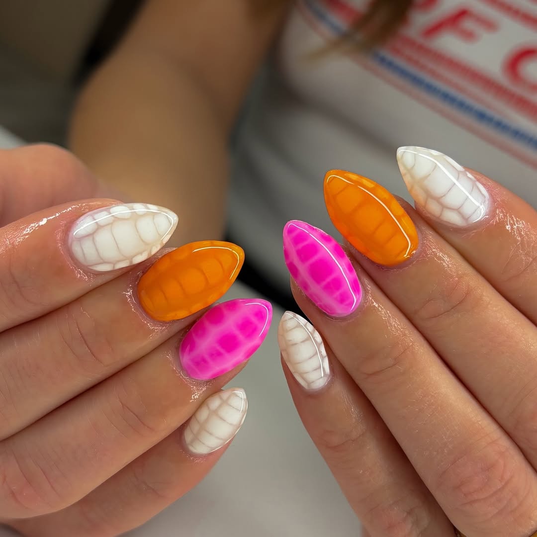 Vivid Water Droplet Multi-Color Manicure