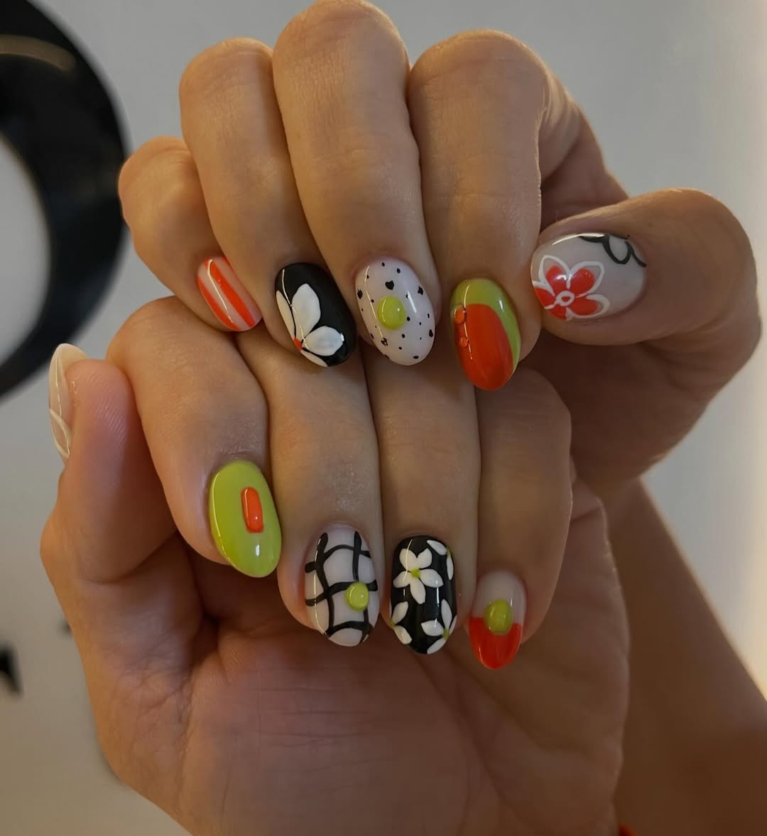 Whimsical Abstract Summer Vibes Short Oval Nails