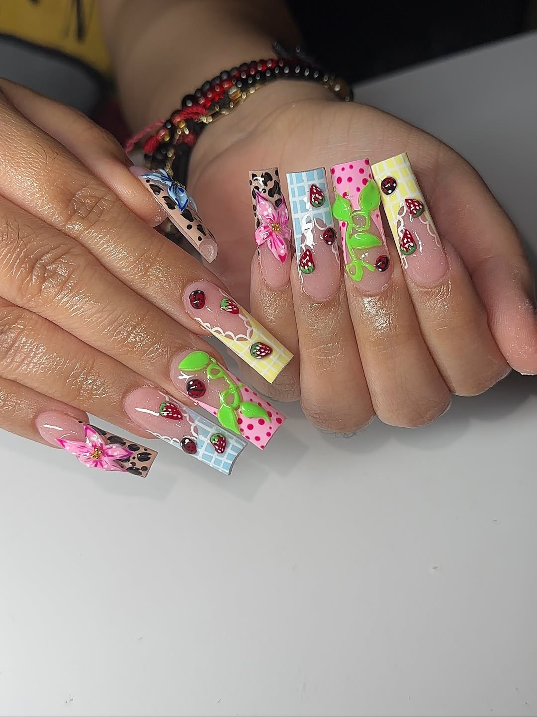 Whimsical Summer Picnic Extra Long Coffin Nails