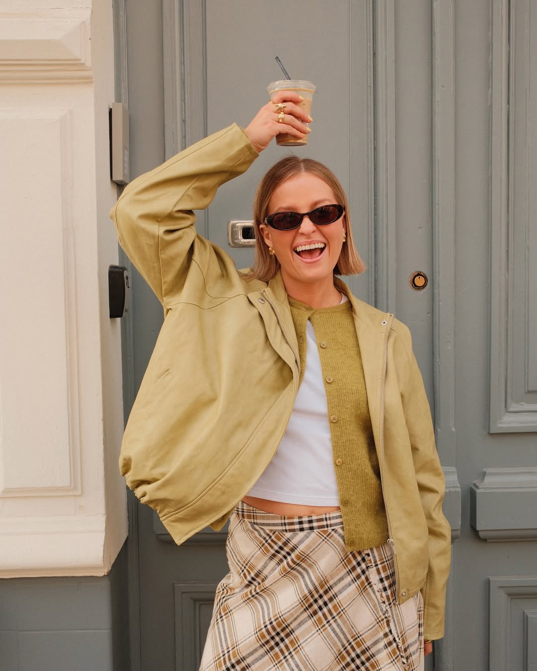 90s Plaid Wrap Skirt With Oversized Bomber