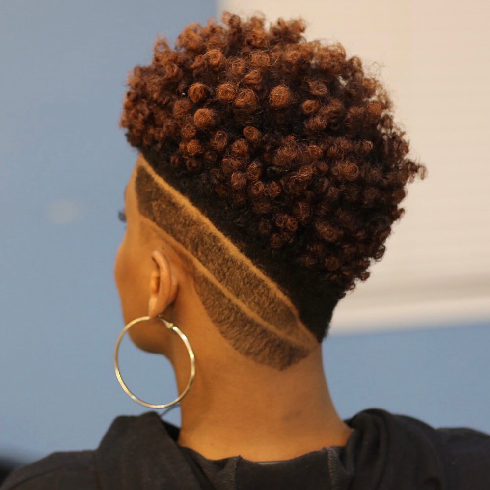 Auburn Tapered Pixie With Creative Undercut Design