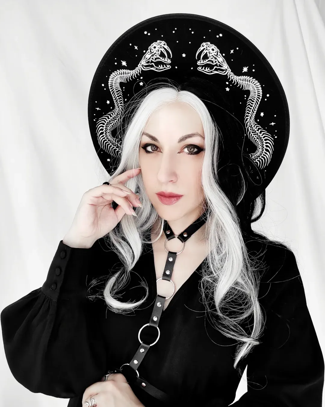 Black Midi Dress With Gothic Harness Detail