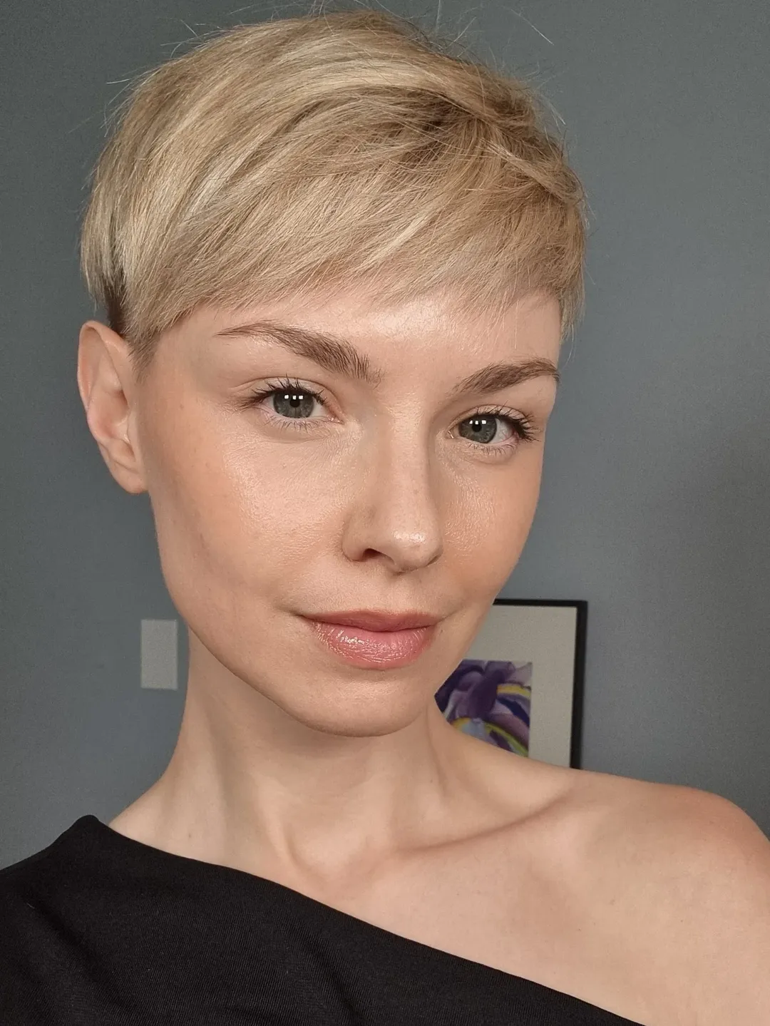 Blonde Pixie Cut With Textured Top