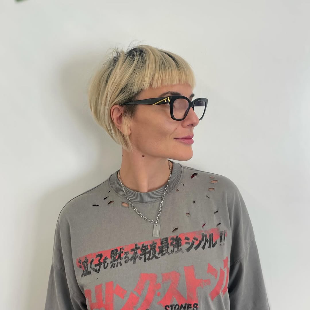 Blunt Bangs Platinum Pixie Bob