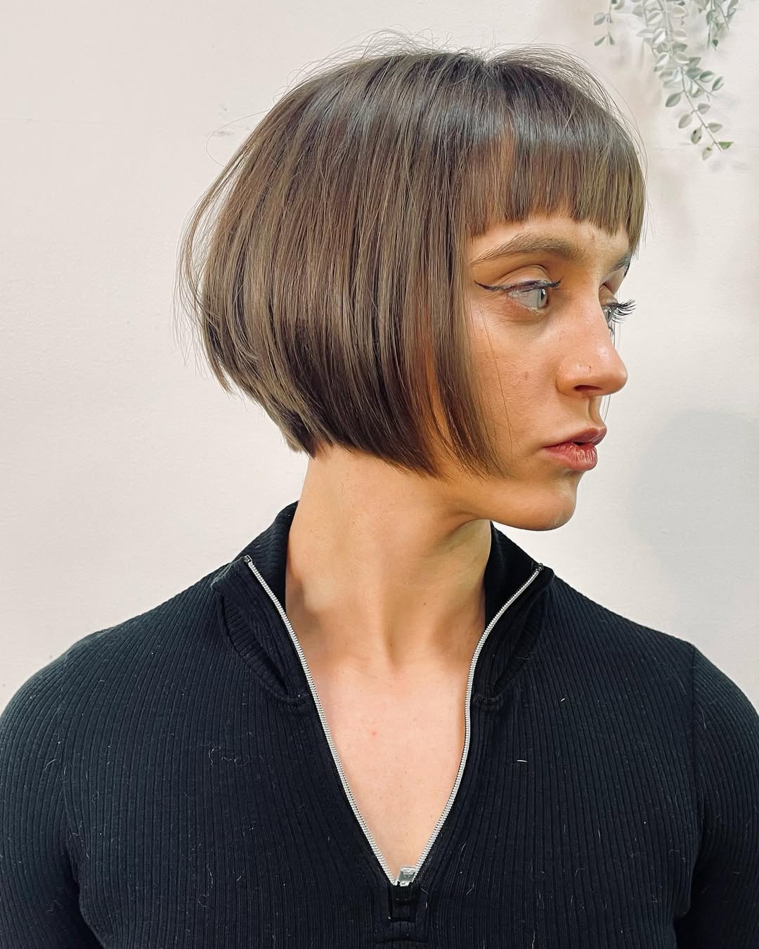 Blunt Edged Stacked Bob With Micro Bangs