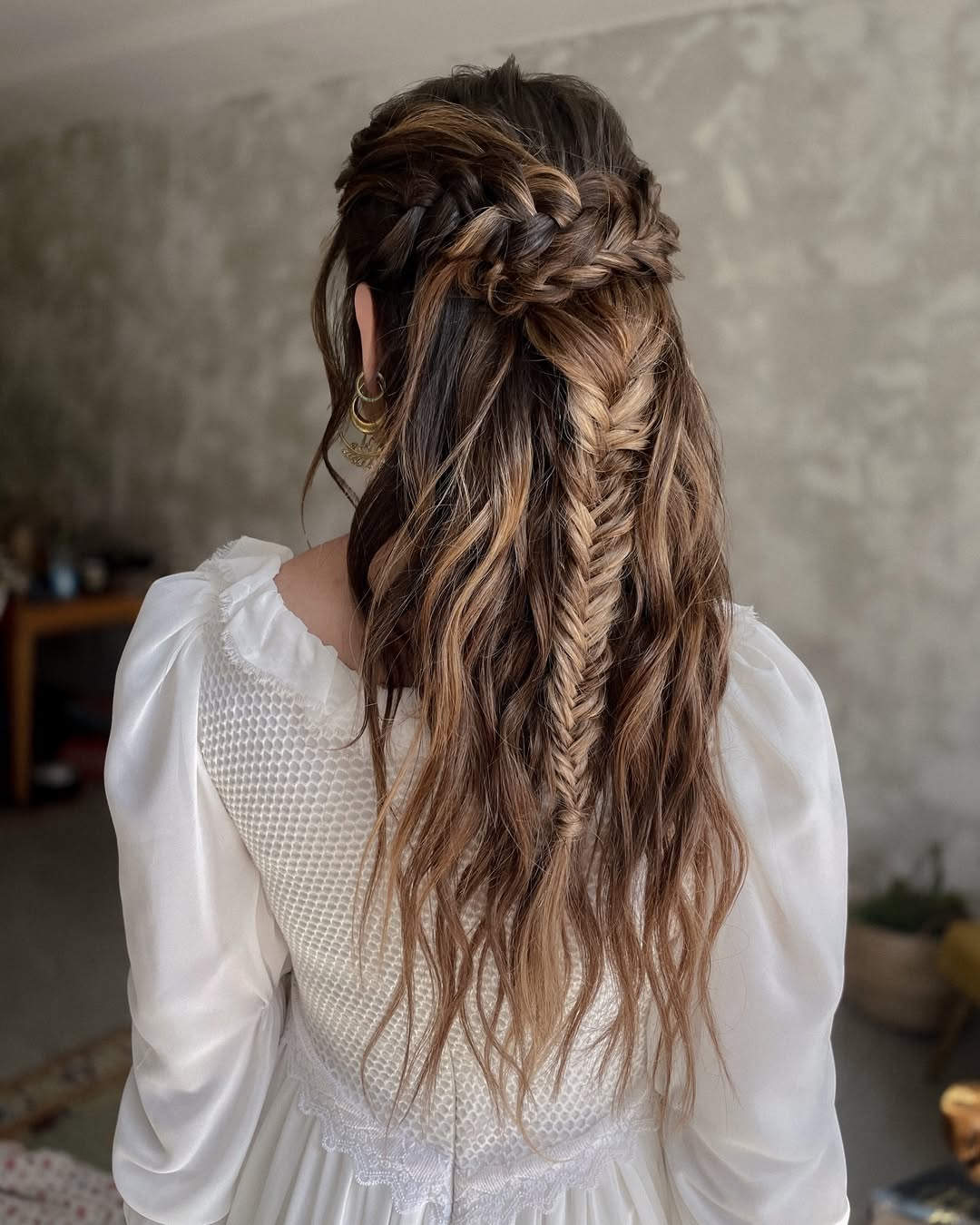 Bohemian Braids With Honey Blonde Balayage Waves
