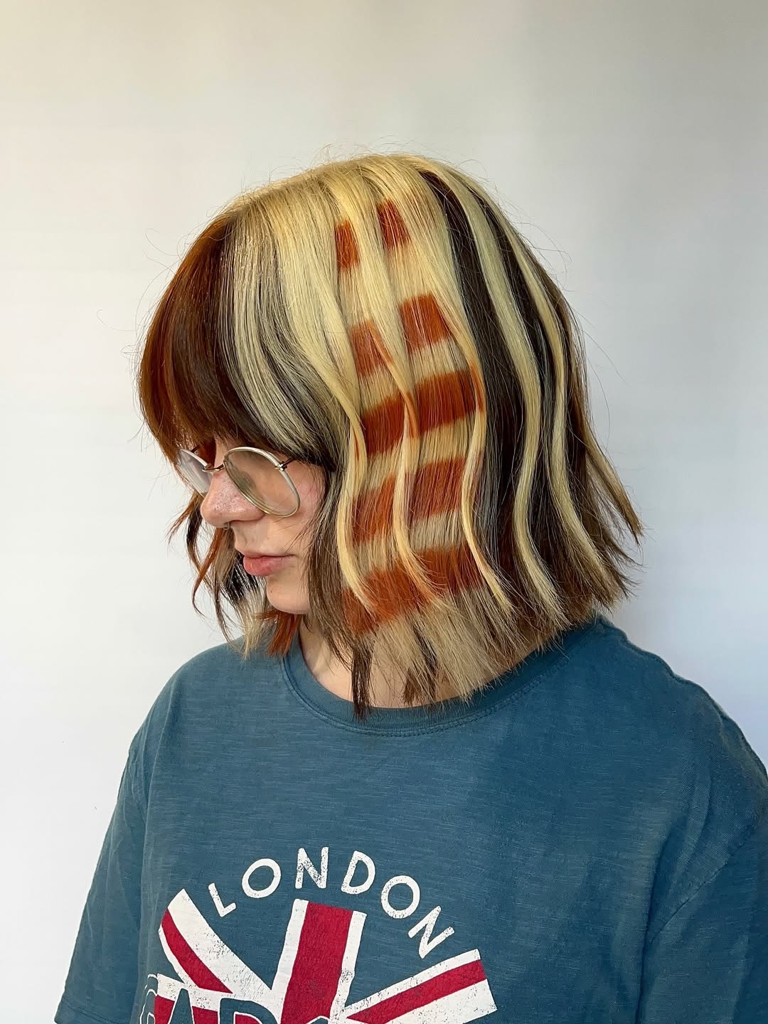 Bold Auburn and Blonde Block Color Bob