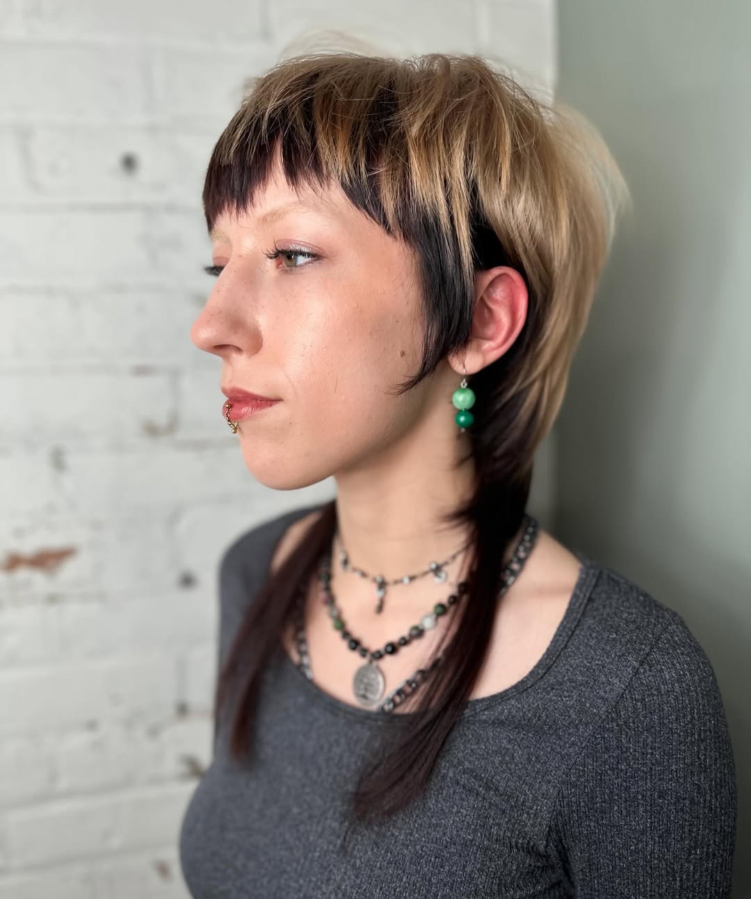 Bold Bi-Color Mullet With Choppy Bangs