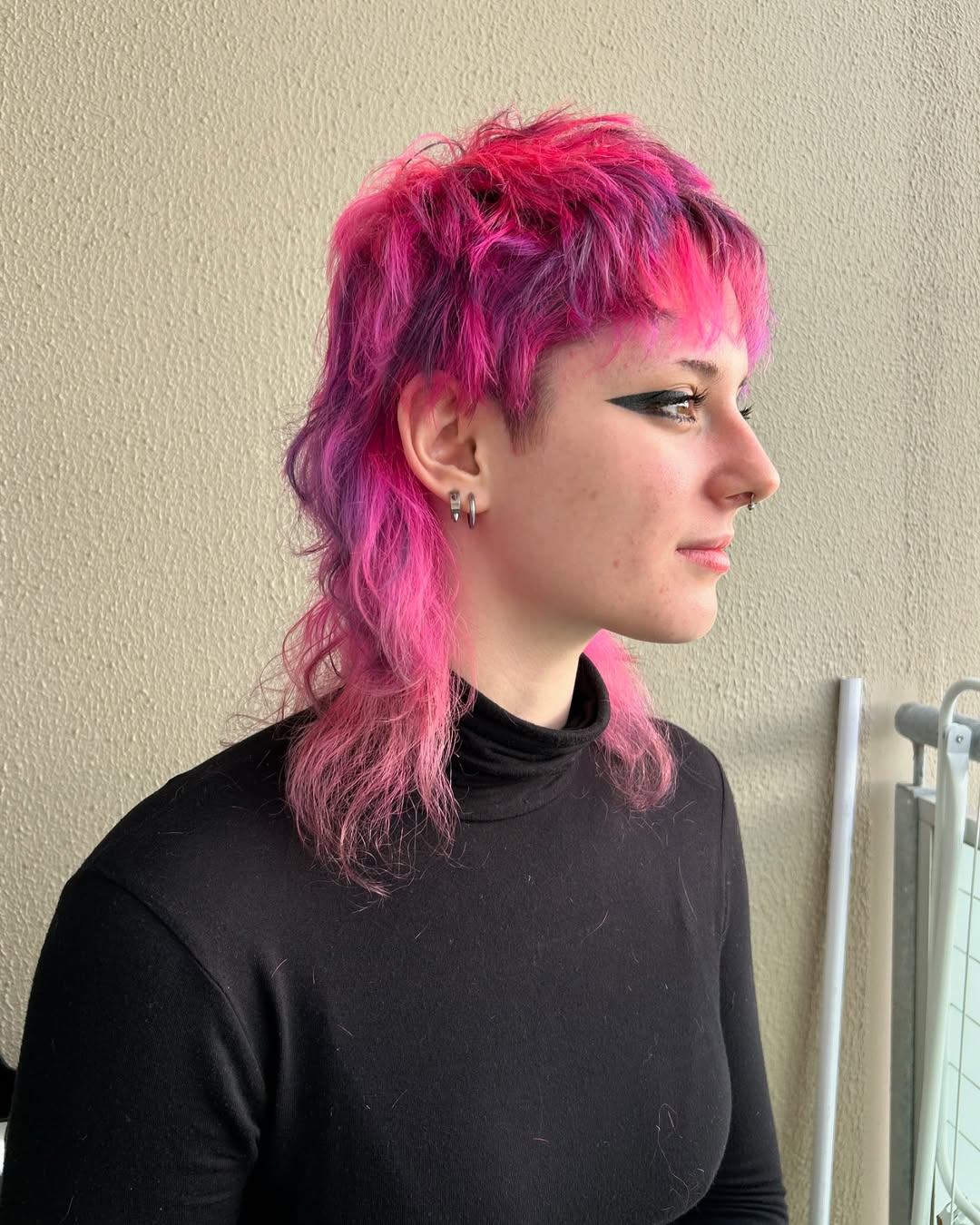 Bold Bi-Color Pink Purple Mullet Haircut