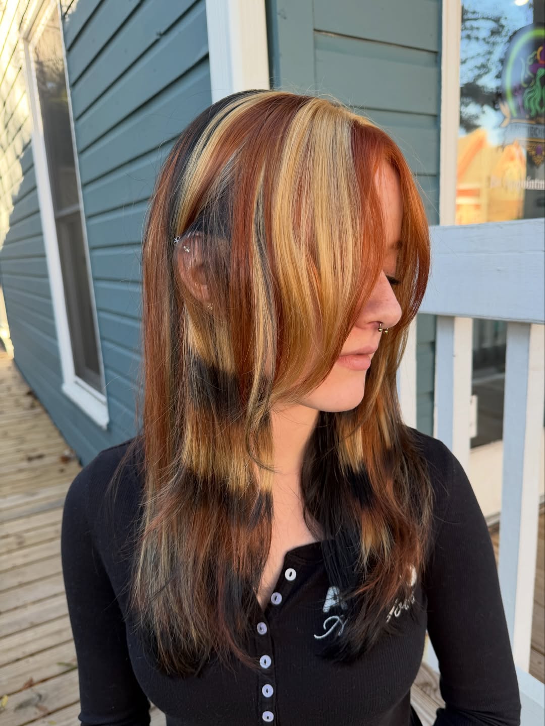 Bold Calico Chunky Highlights With Face Framing