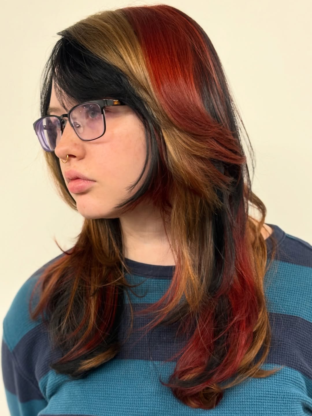 Bold Chunky Highlights With Fiery Red Accents