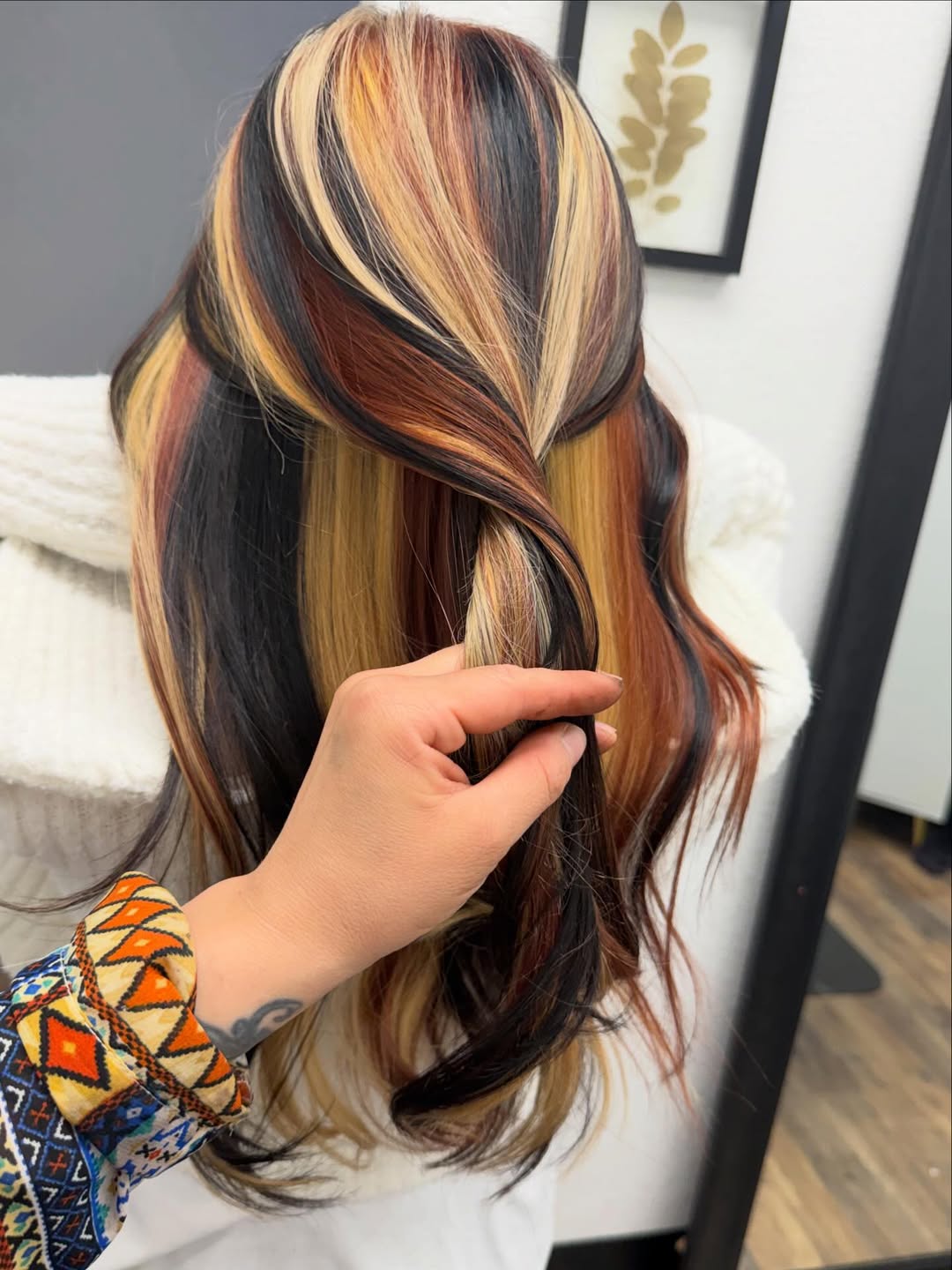 Bold Chunky Strips Calico Hair Color