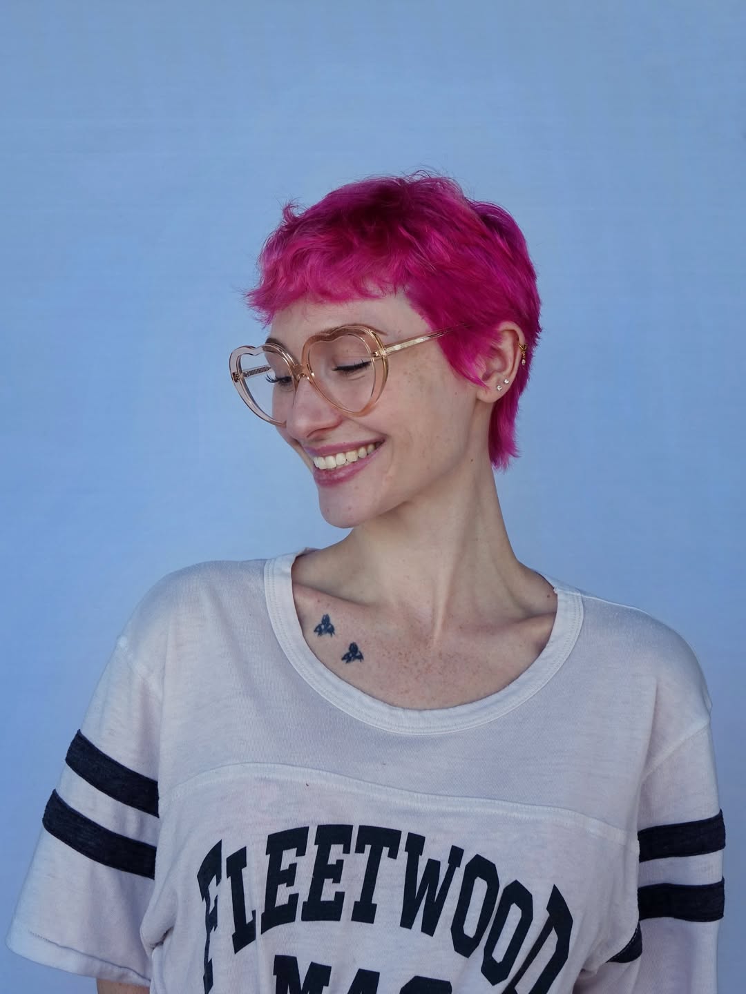 Bold Fuchsia Pixie With Textured Micro Bangs