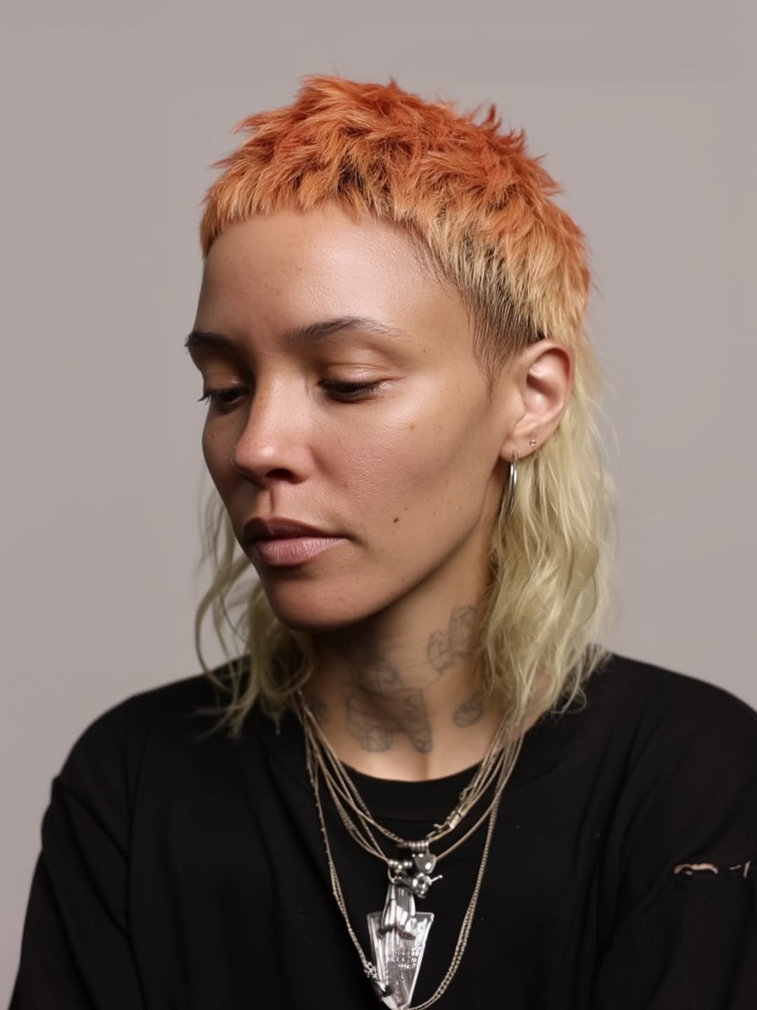 Bold Multi-Toned Mullet With Choppy Bangs