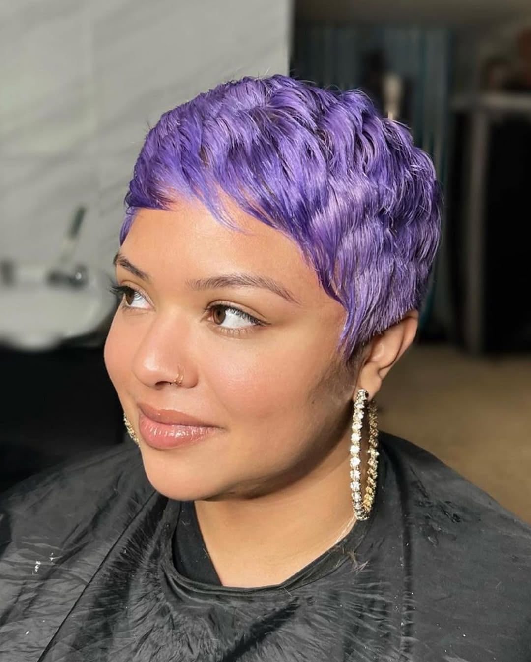 Bold Purple Pixie With Textured Waves