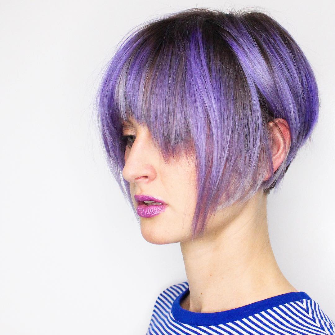 Bold Purple Streaks On A Chic Bob