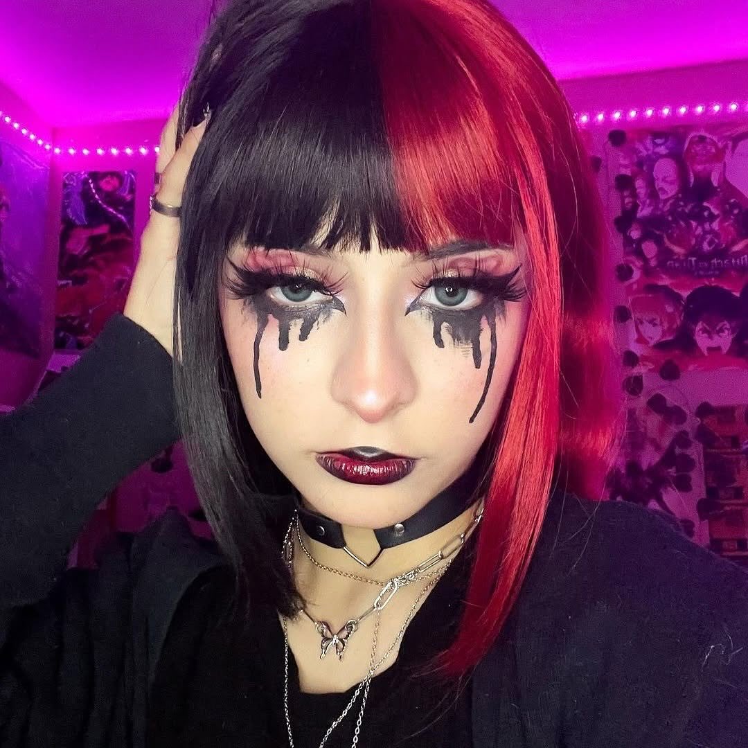 Bold Split Dye Bob With Blunt Bangs