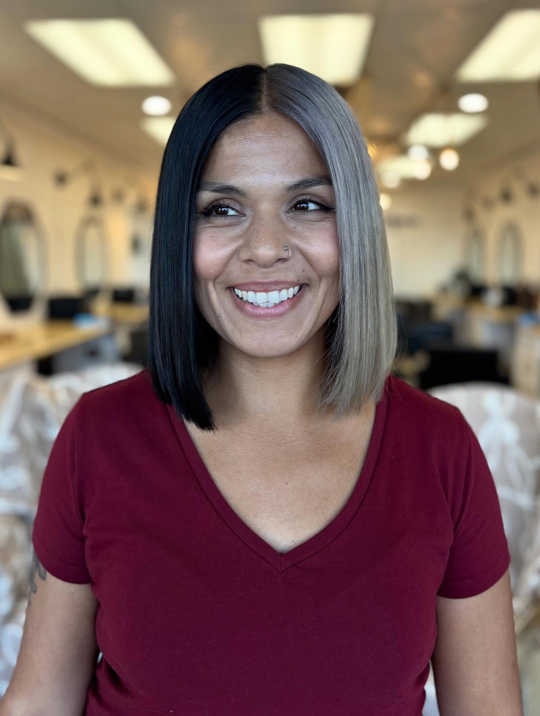 Bold Two-Toned Bob With Black and Ash Blonde