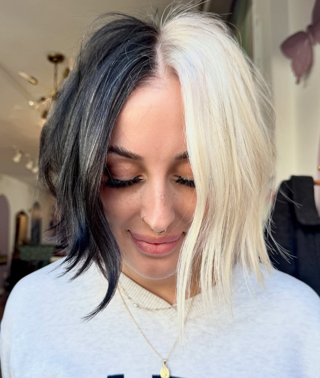 Bold Two-Toned Bob With Platinum And Jet Black