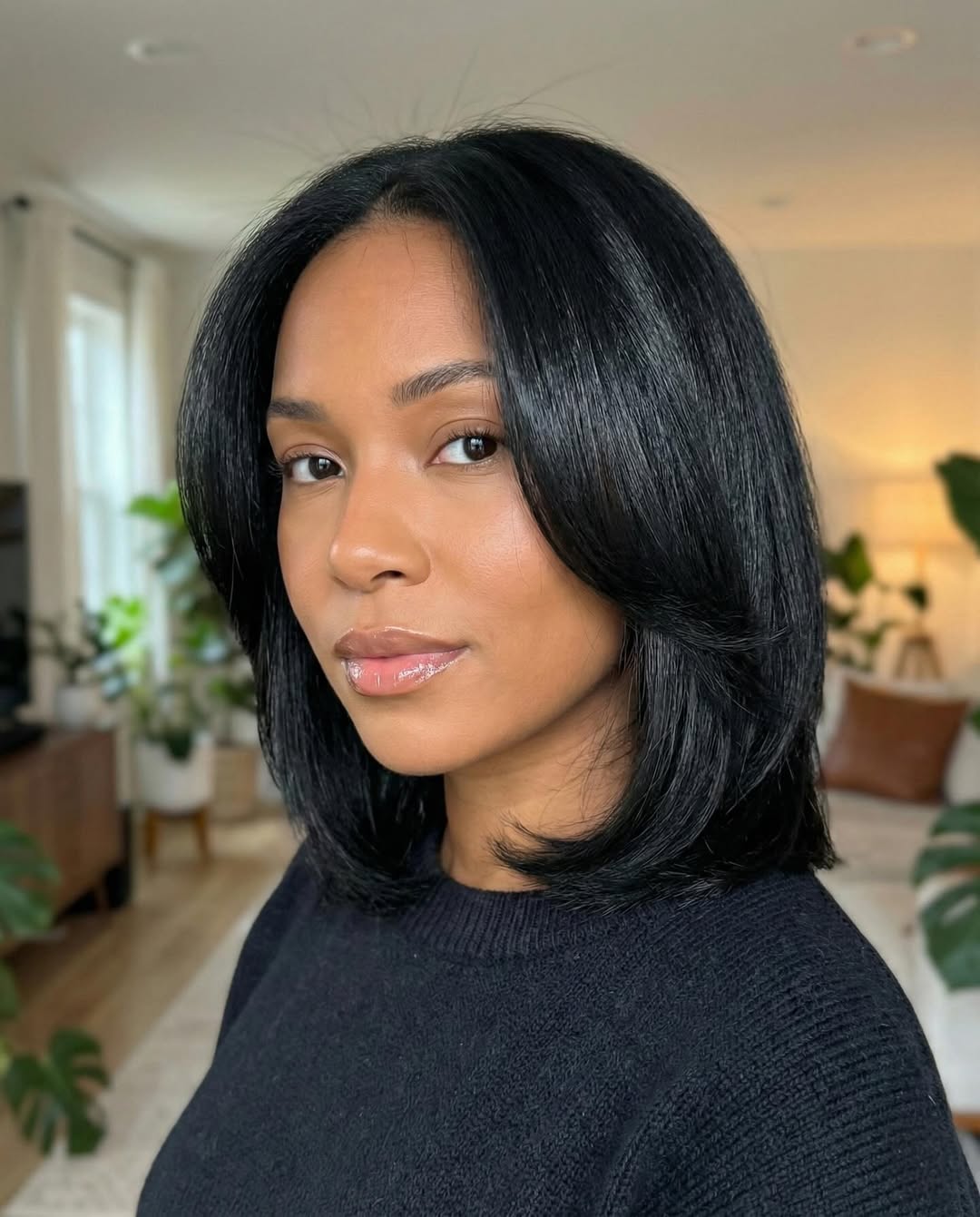 Bouncy Layered Lob With Face Framing