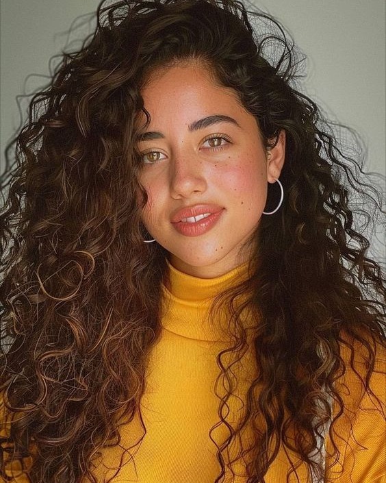 Bouncy Voluminous Dark Brown Curls