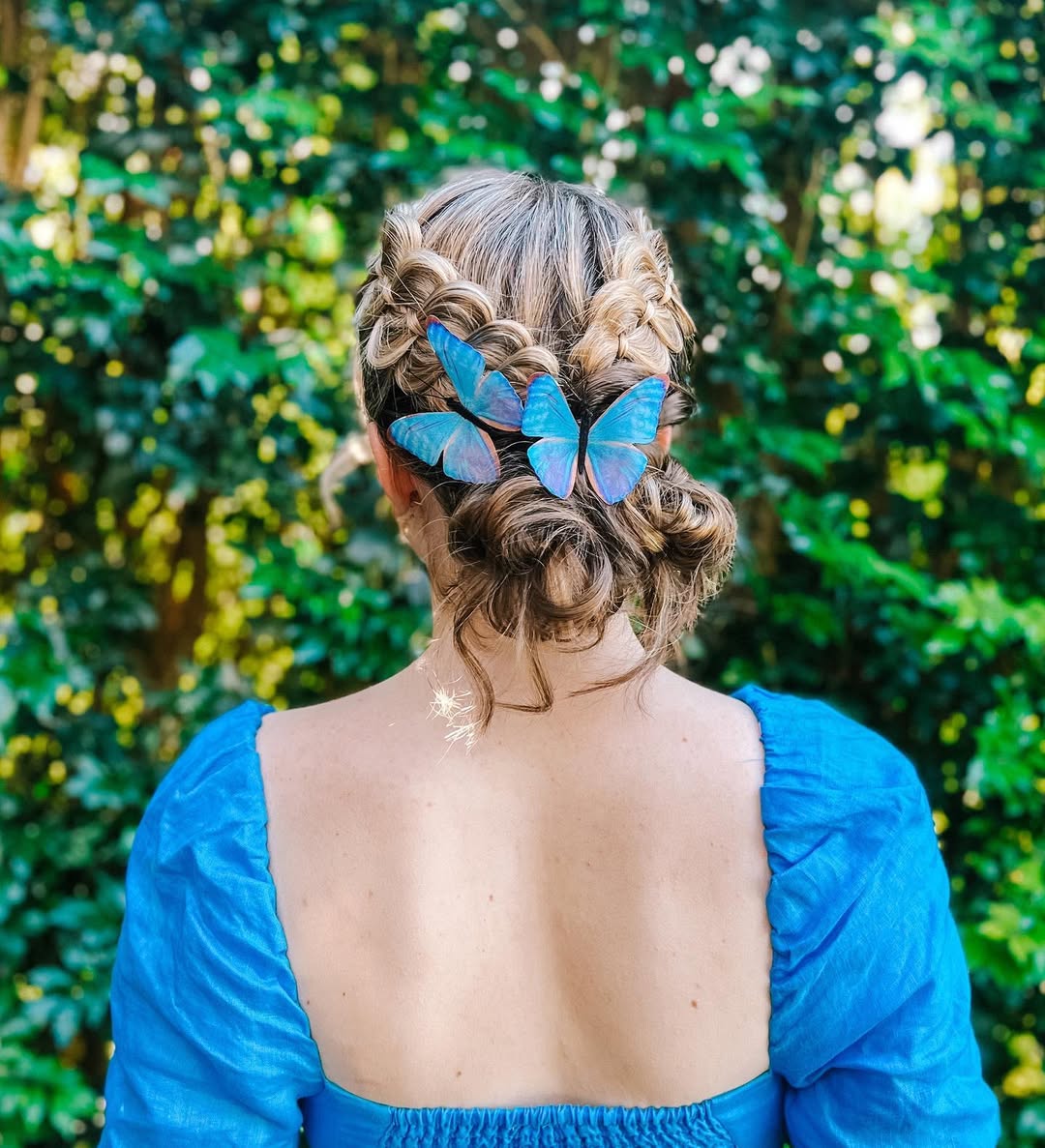 Braided Bohemian Updo With Butterflies