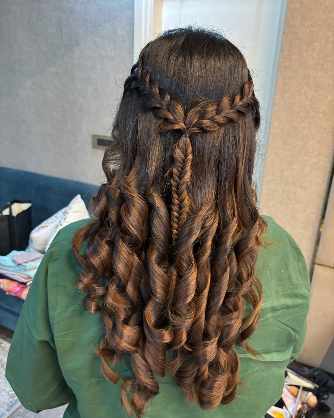 Braided Crown With Loose Curls